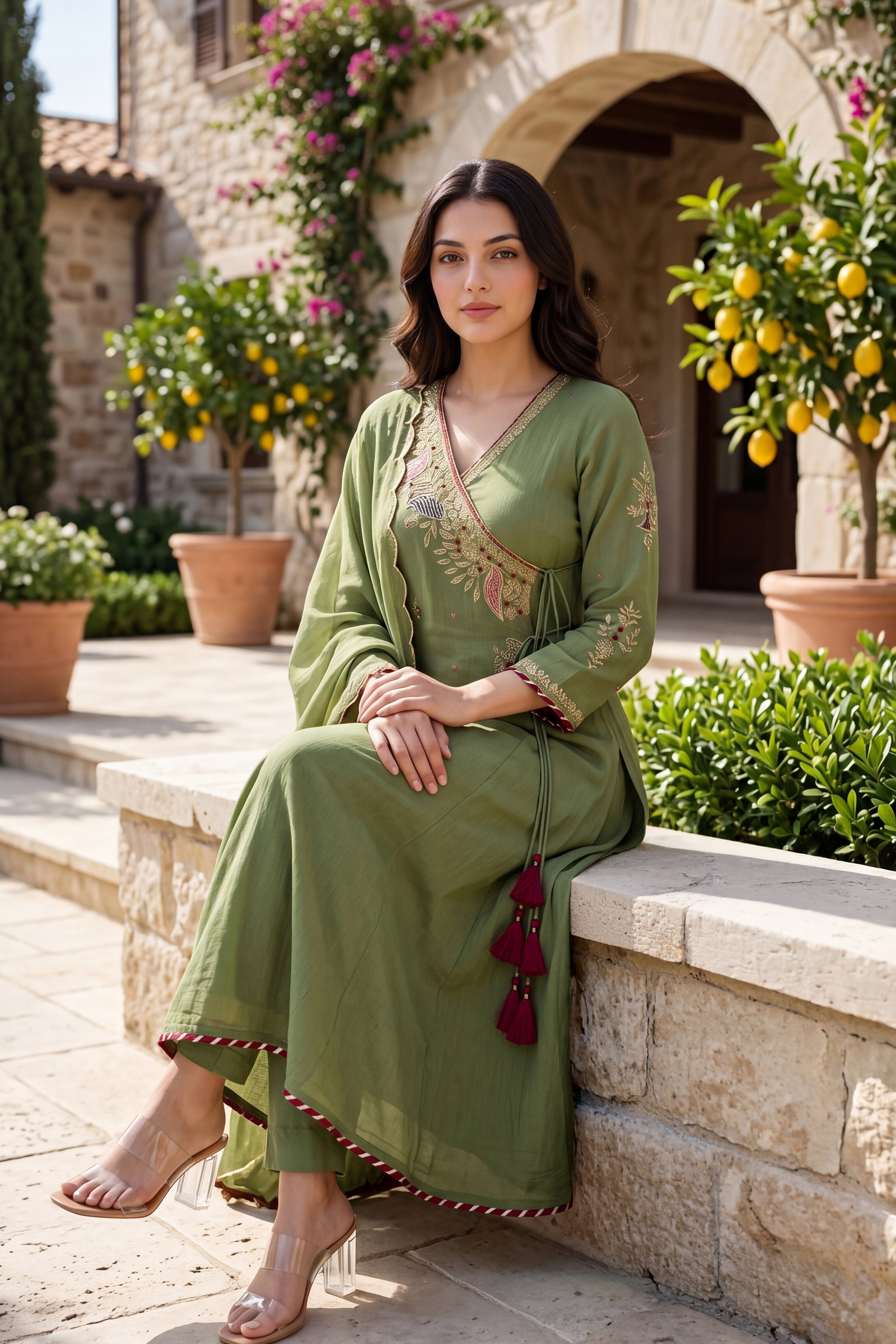 Royal Olive Embroidered Suit