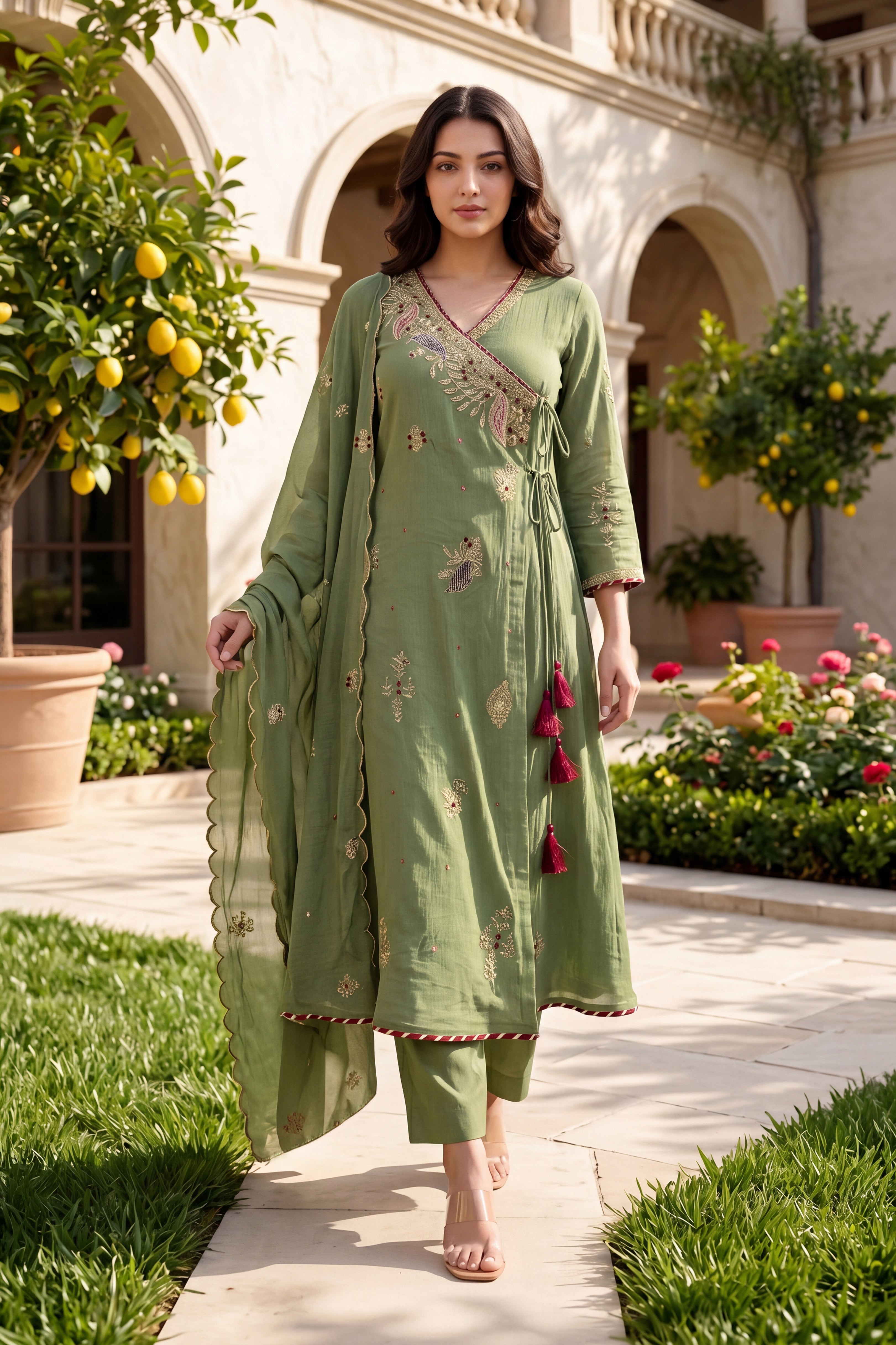 Royal Olive Embroidered Suit