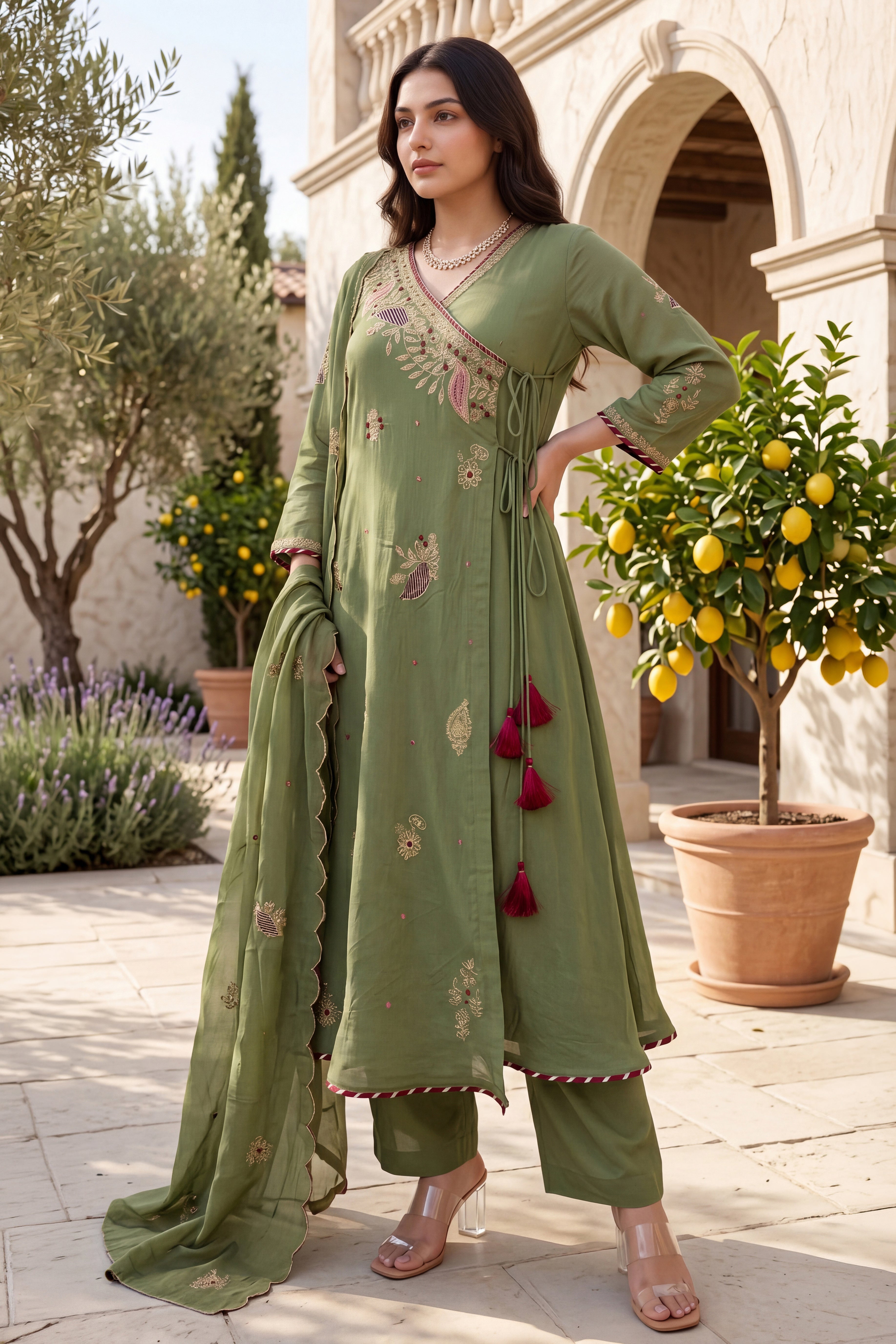 Royal Olive Embroidered Suit