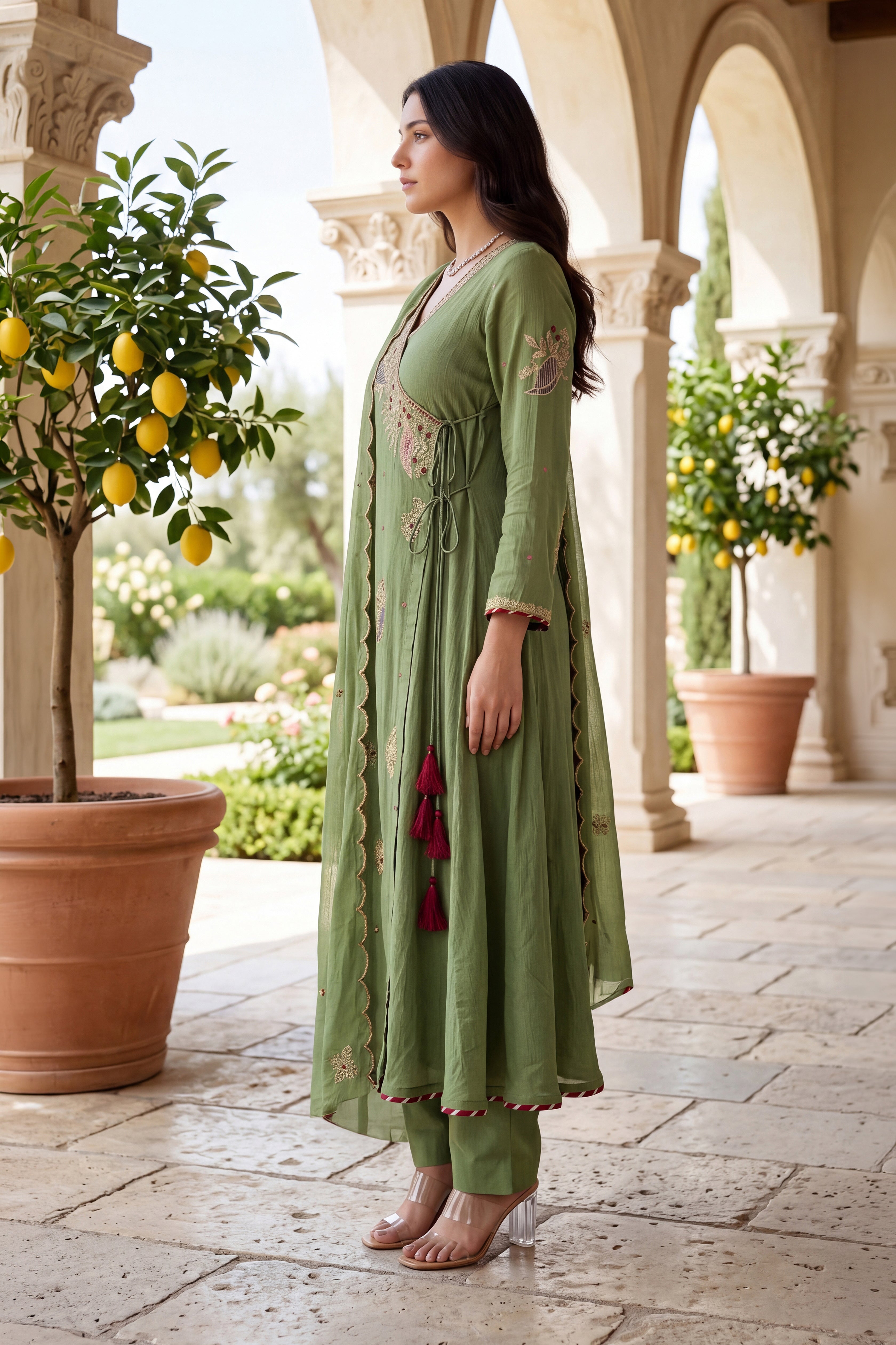 Royal Olive Embroidered Suit