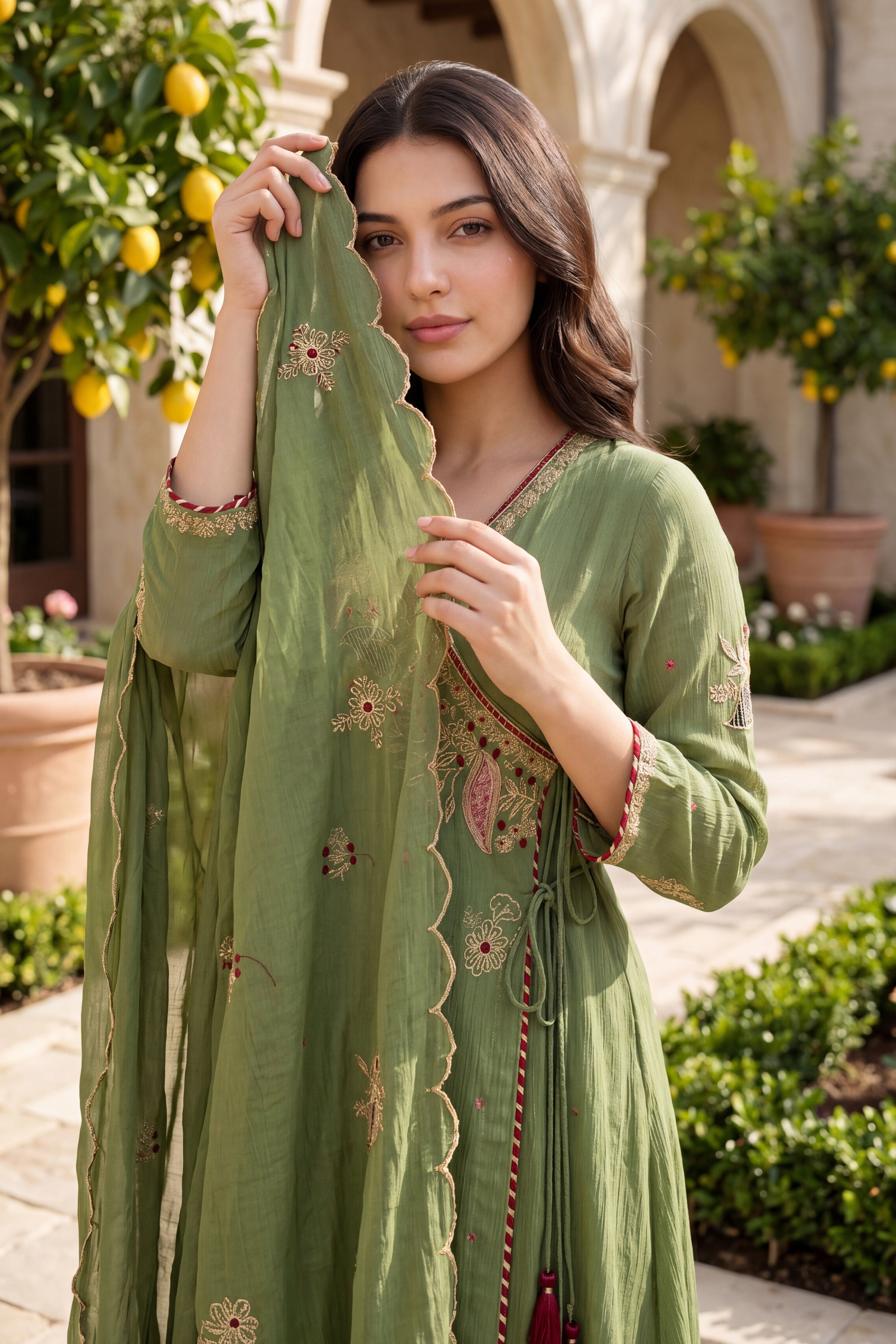 Royal Olive Embroidered Suit