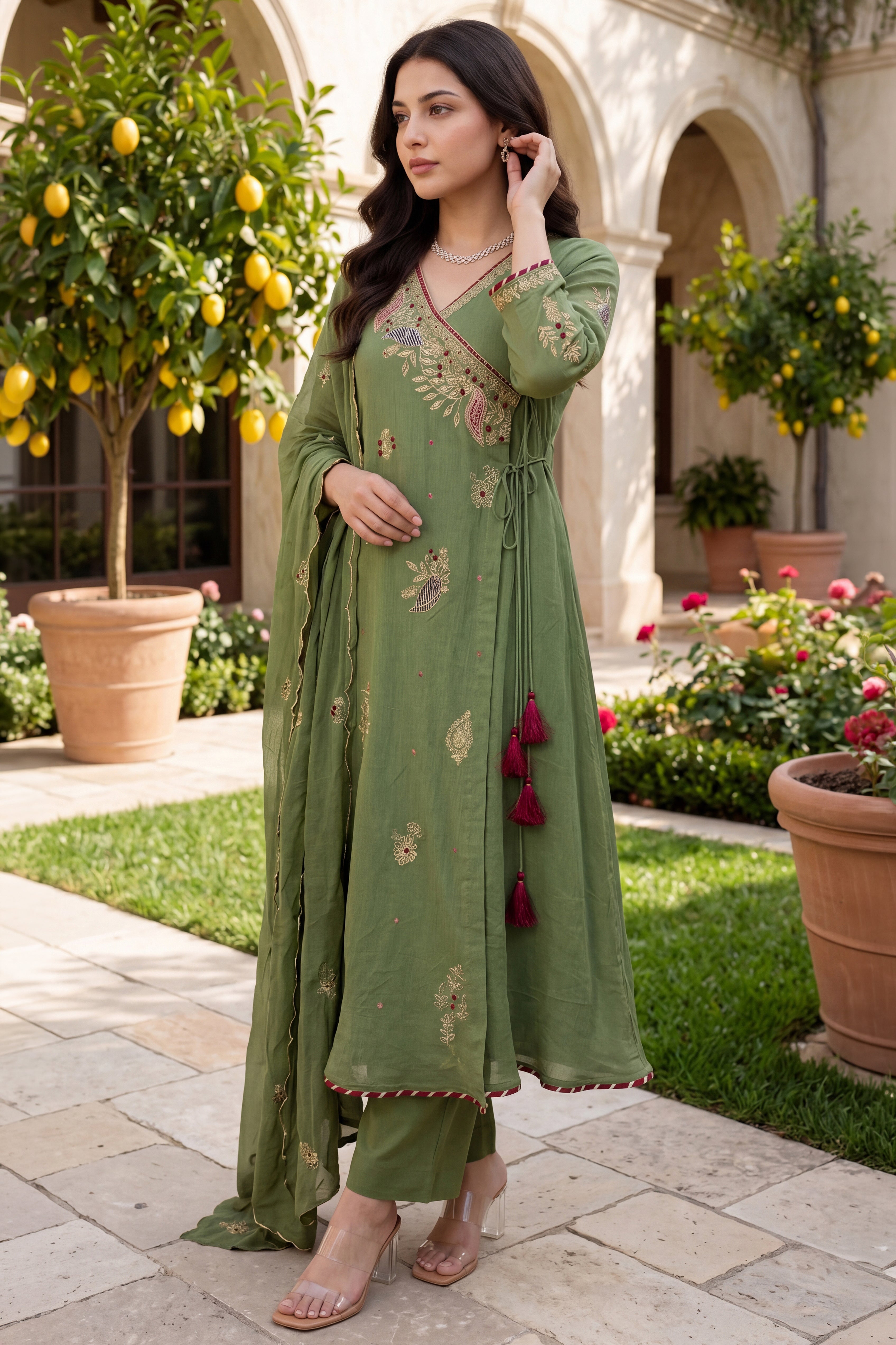 Royal Olive Embroidered Suit