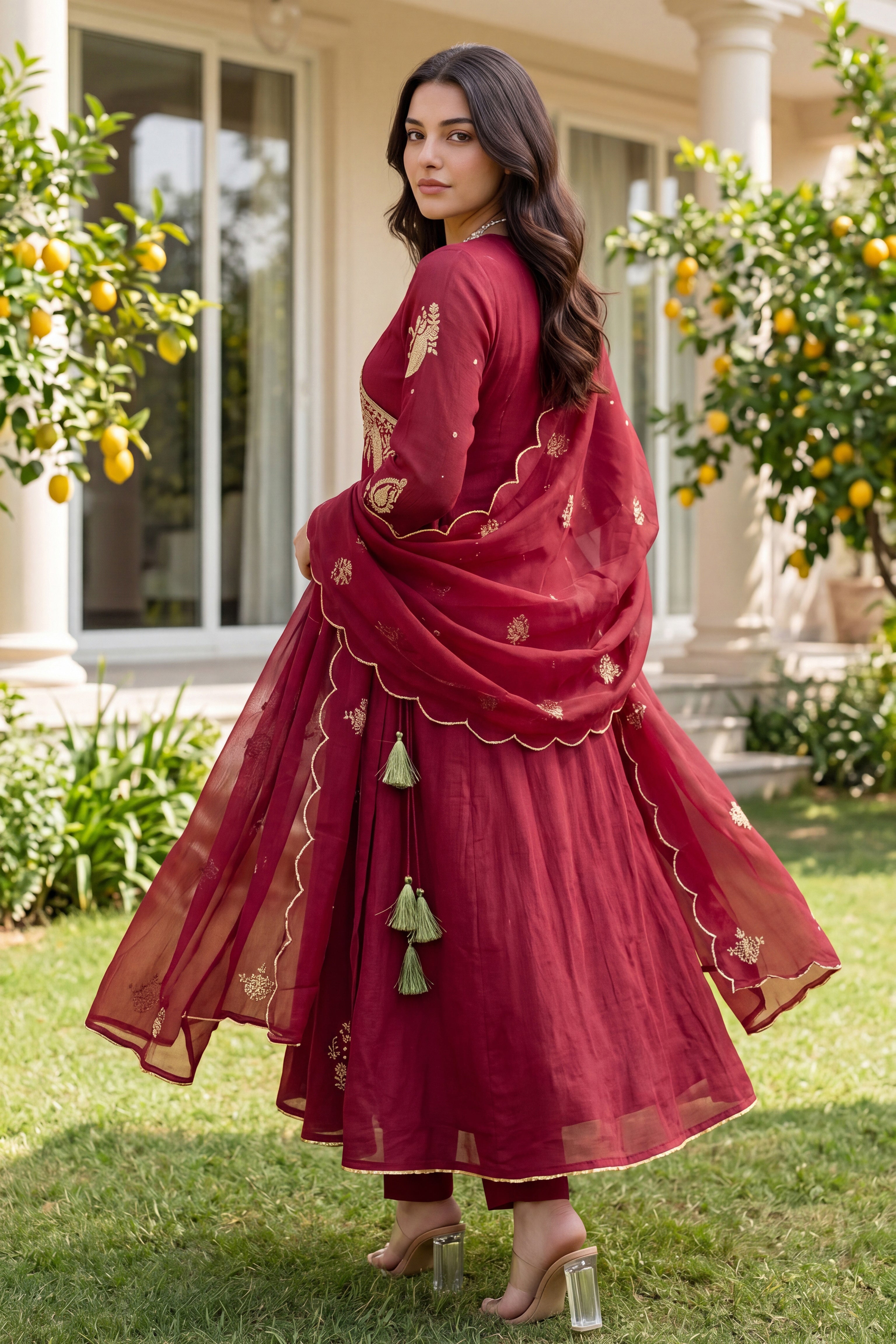 Royal Wine Embroidered Suit