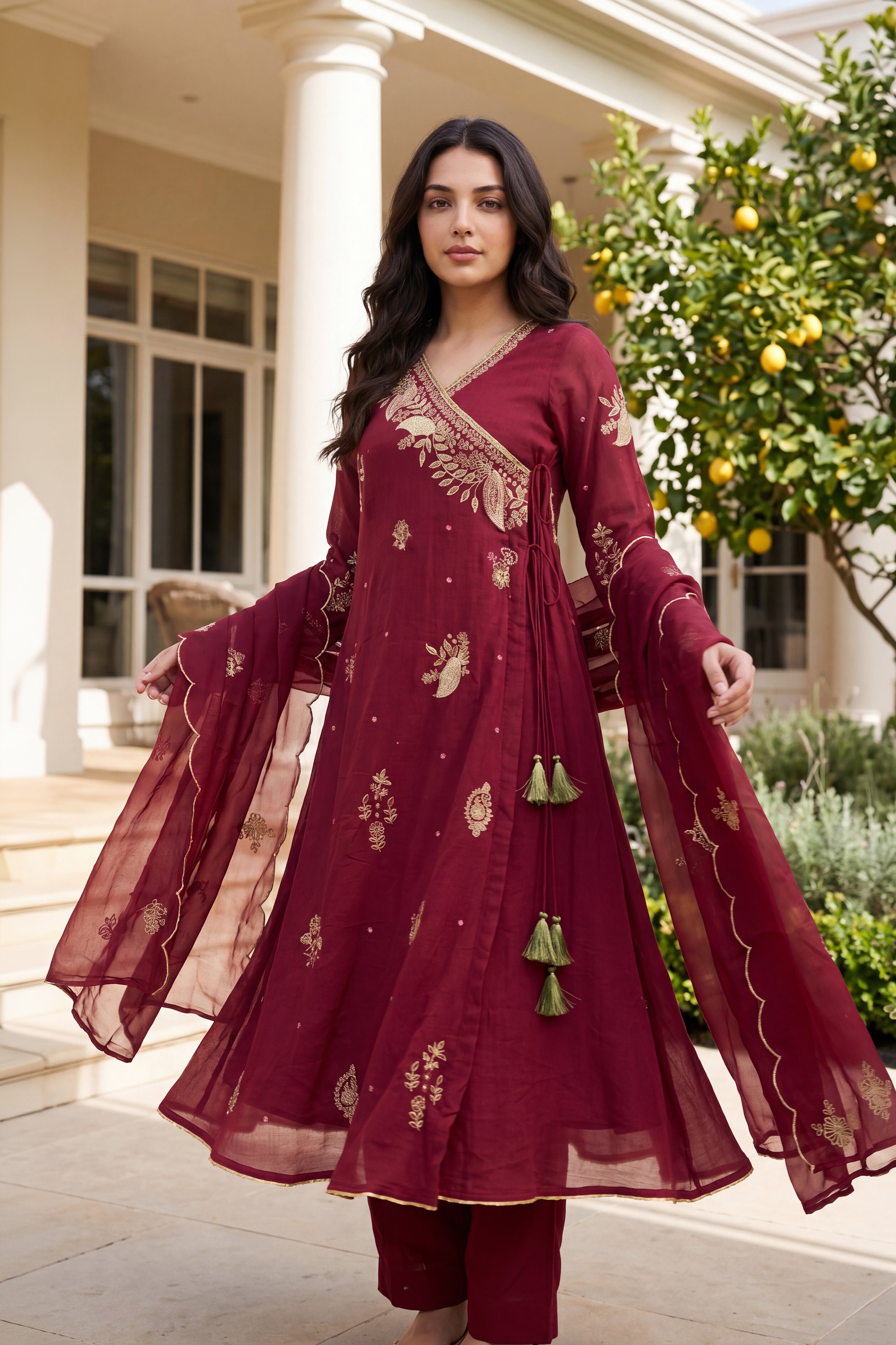 Royal Wine Embroidered Suit