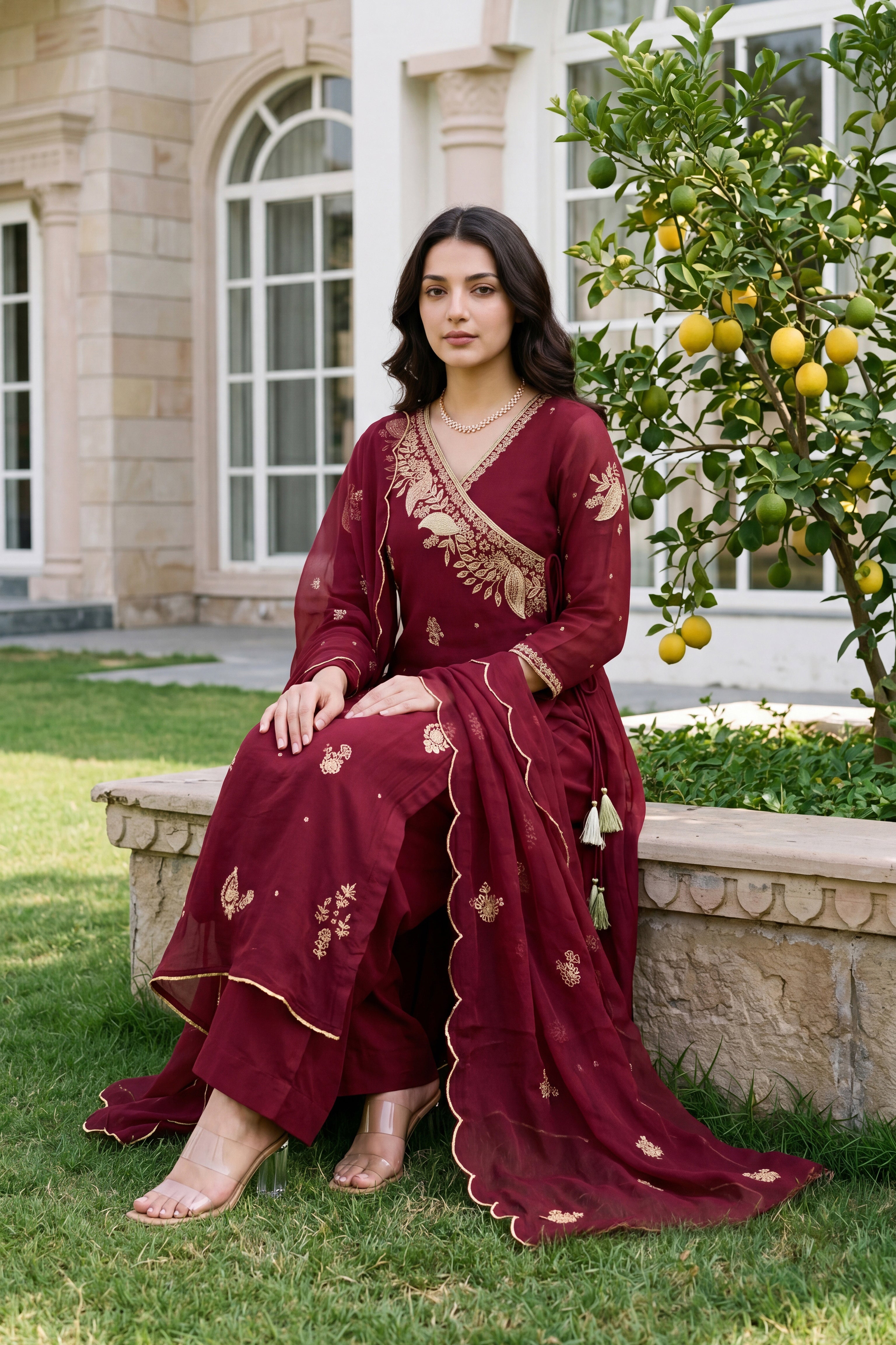 Royal Wine Embroidered Suit