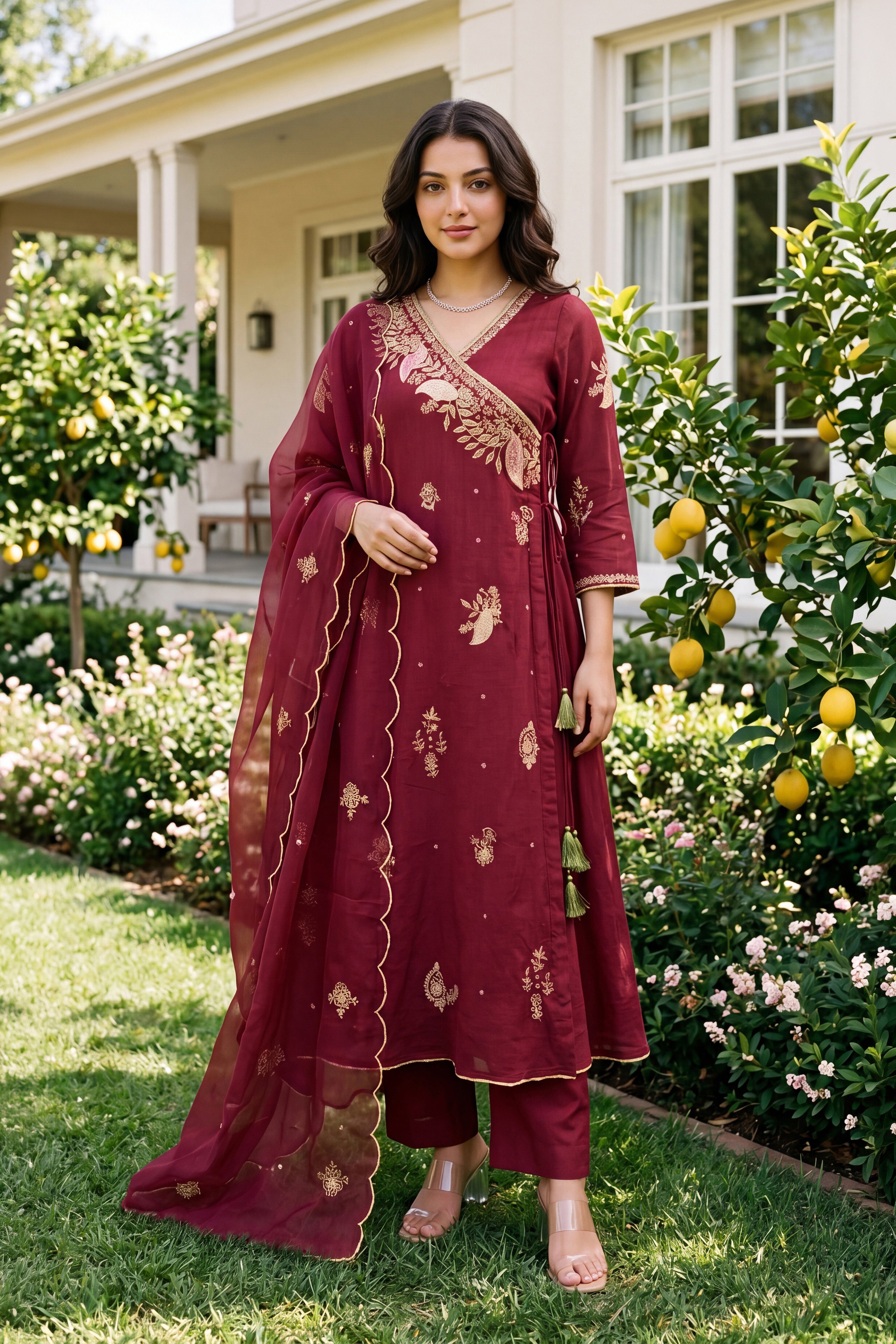 Royal Wine Embroidered Suit