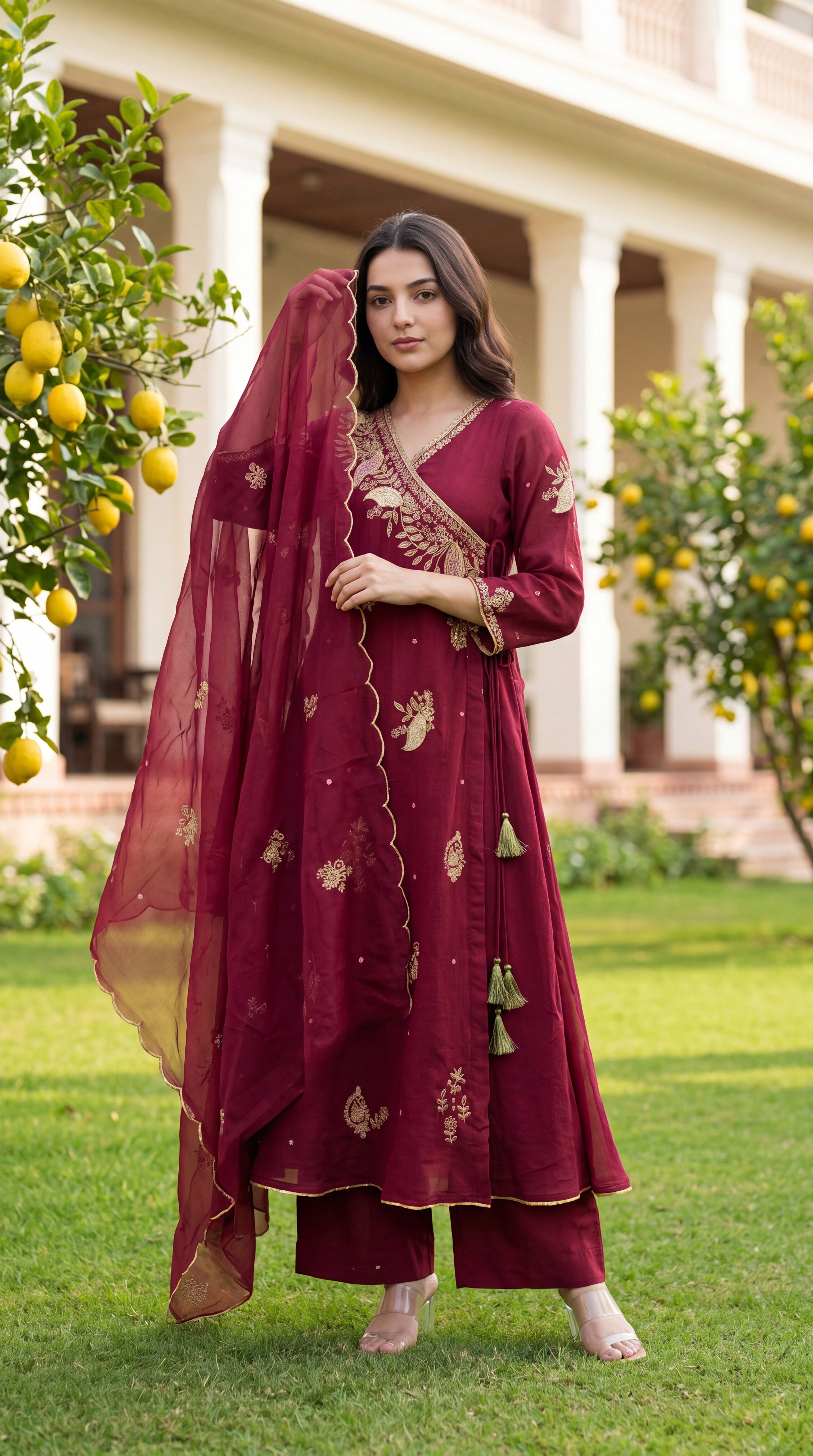 Royal Wine Embroidered Suit