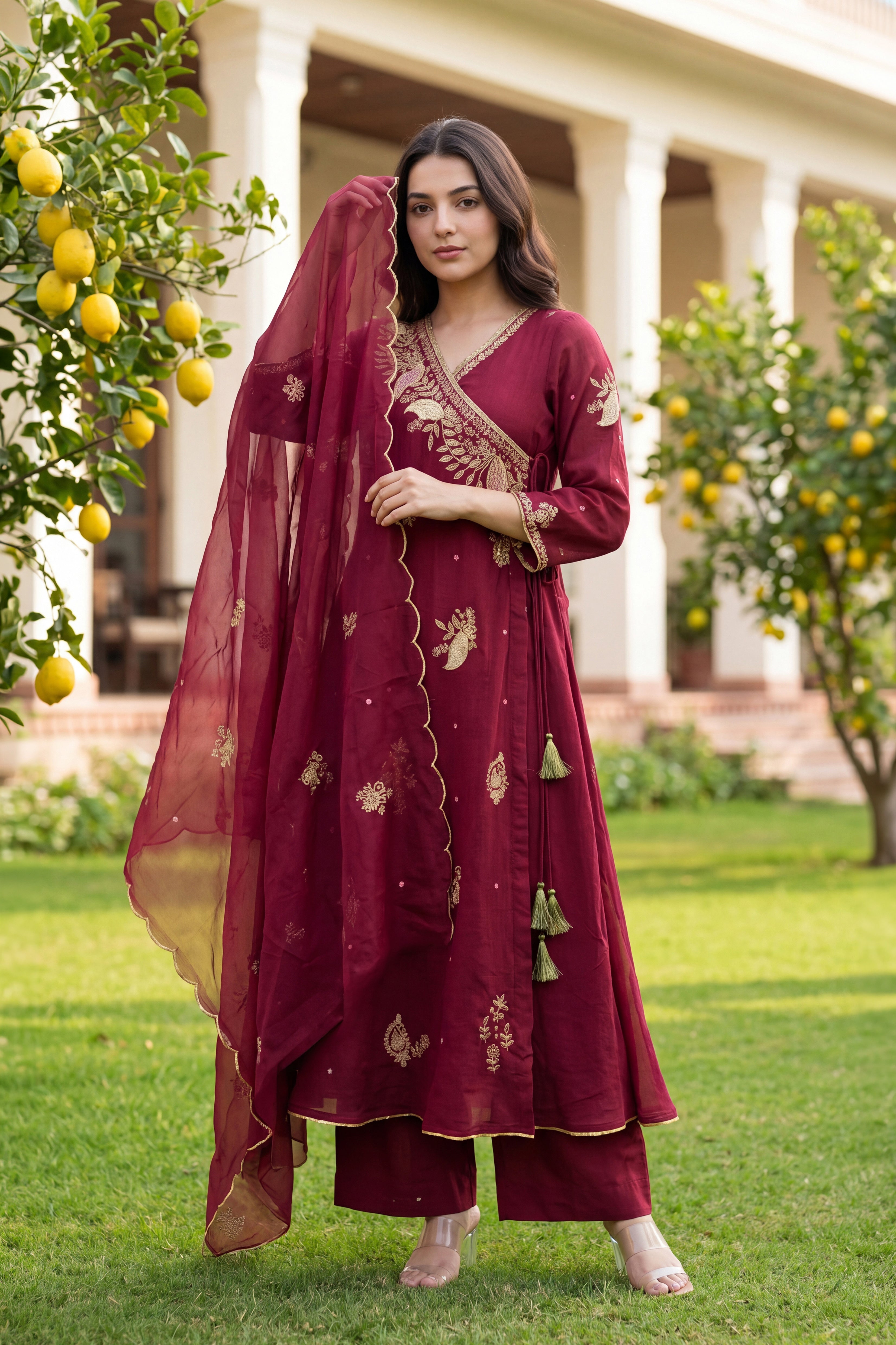 Royal Wine Embroidered Suit
