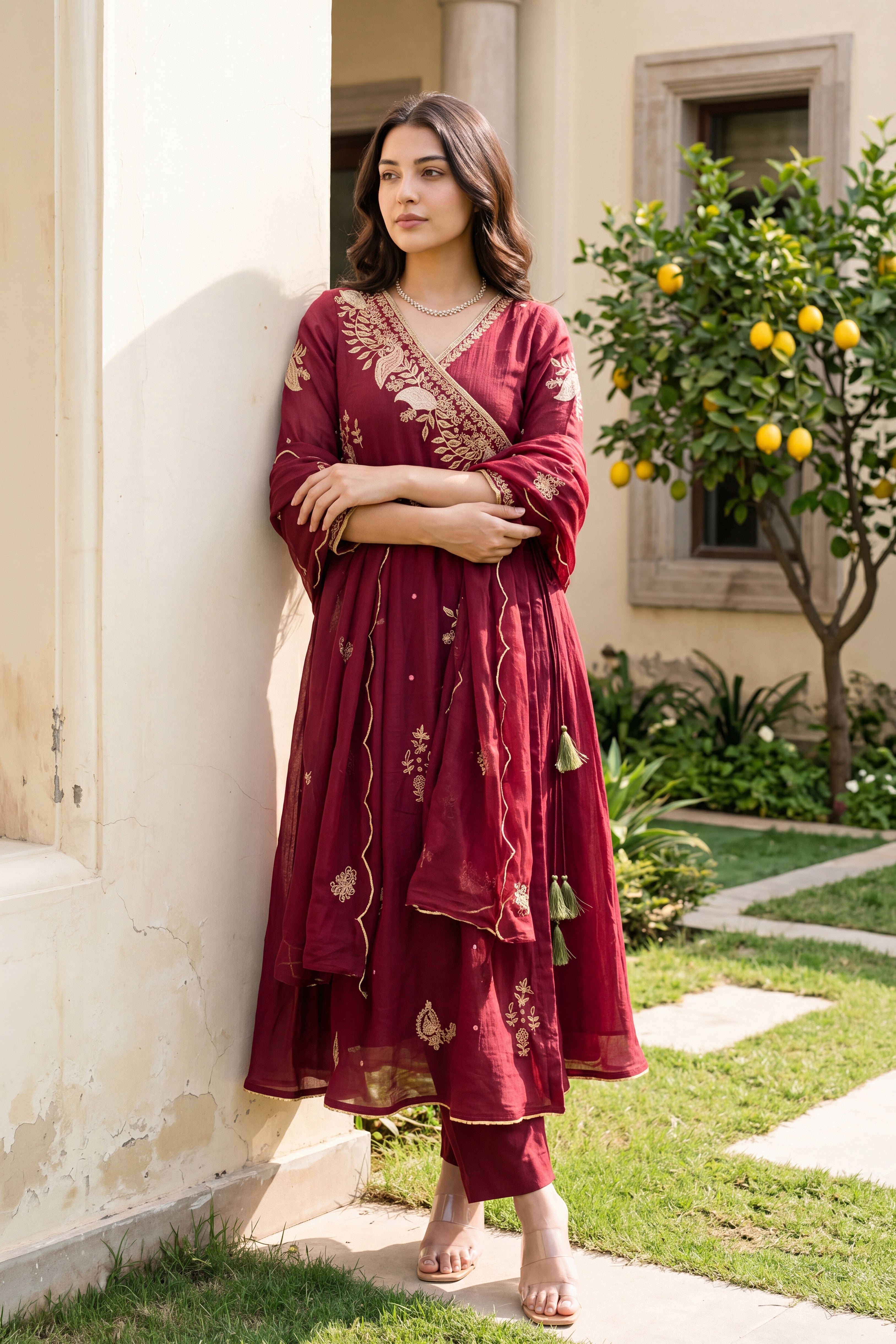 Royal Wine Embroidered Suit