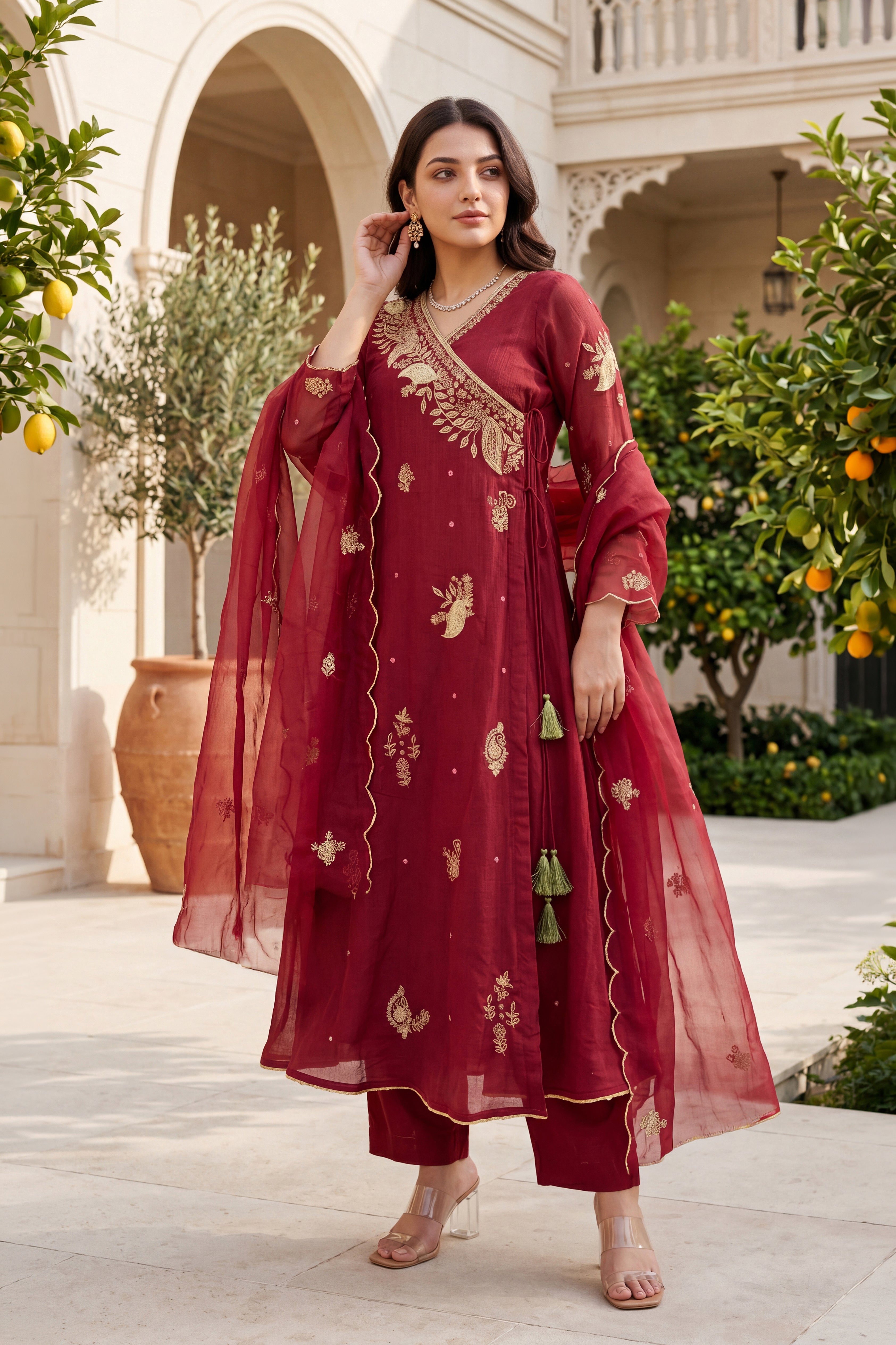 Royal Wine Embroidered Suit