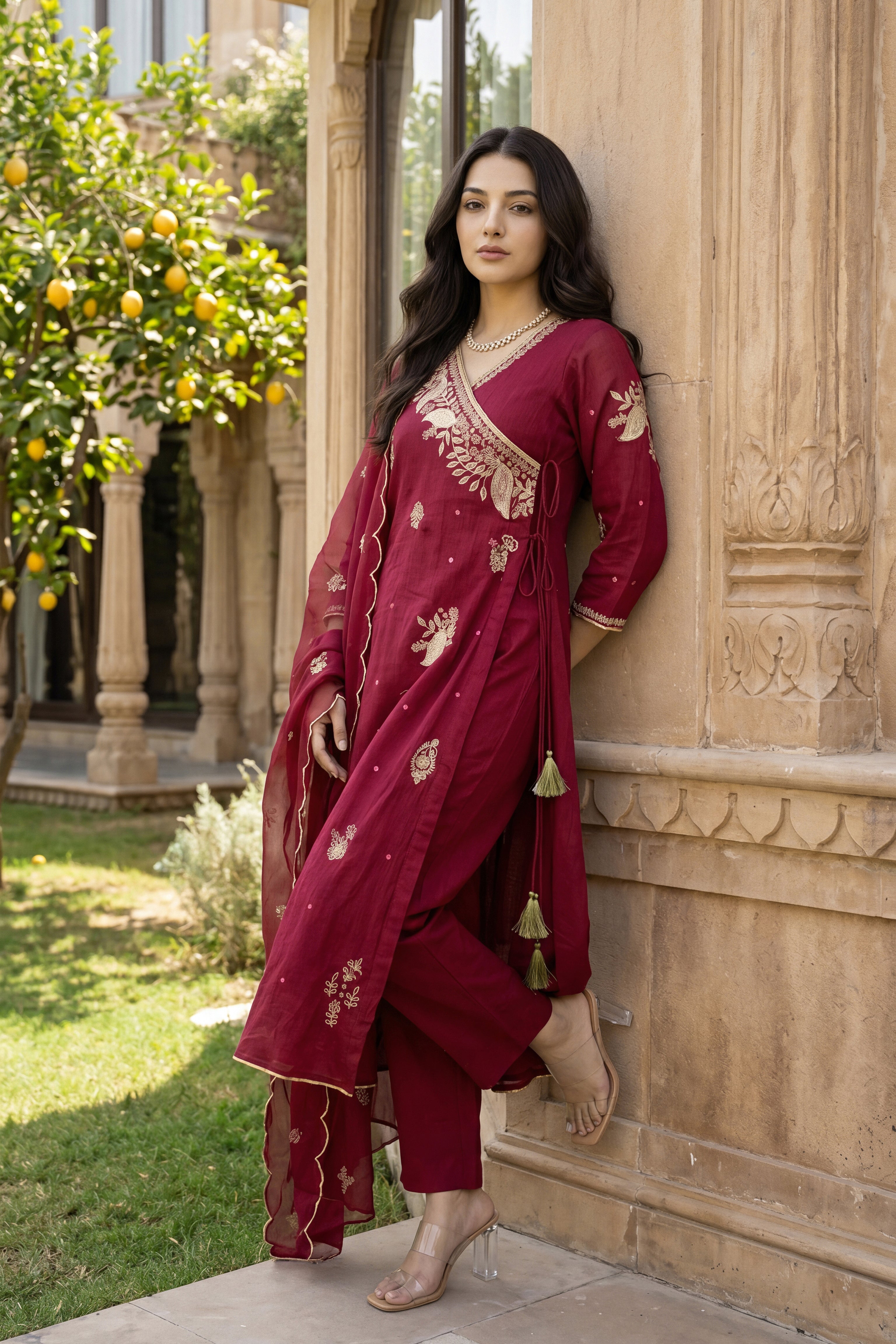 Royal Wine Embroidered Suit
