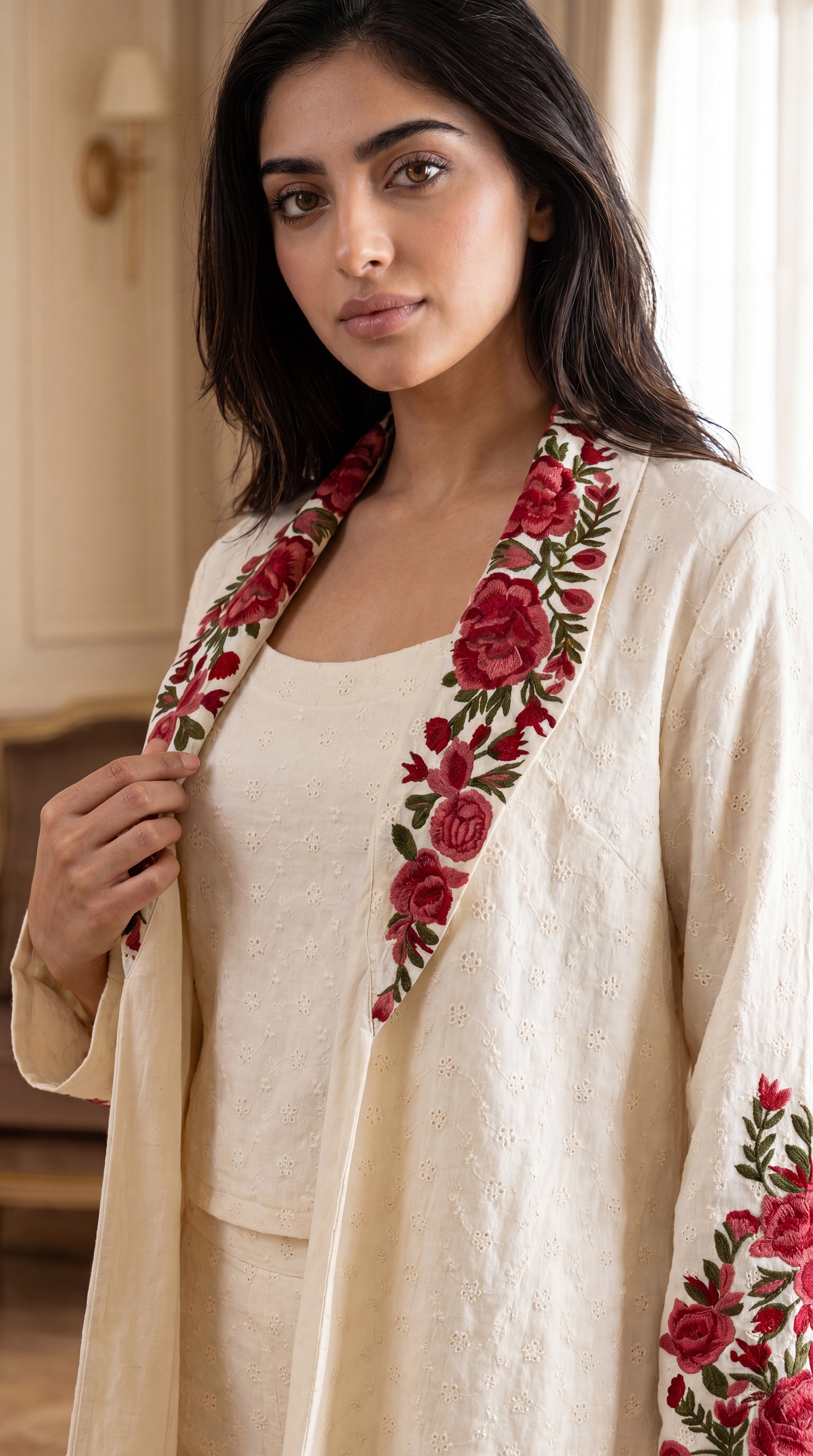 Ivory Rose Embroidered Set