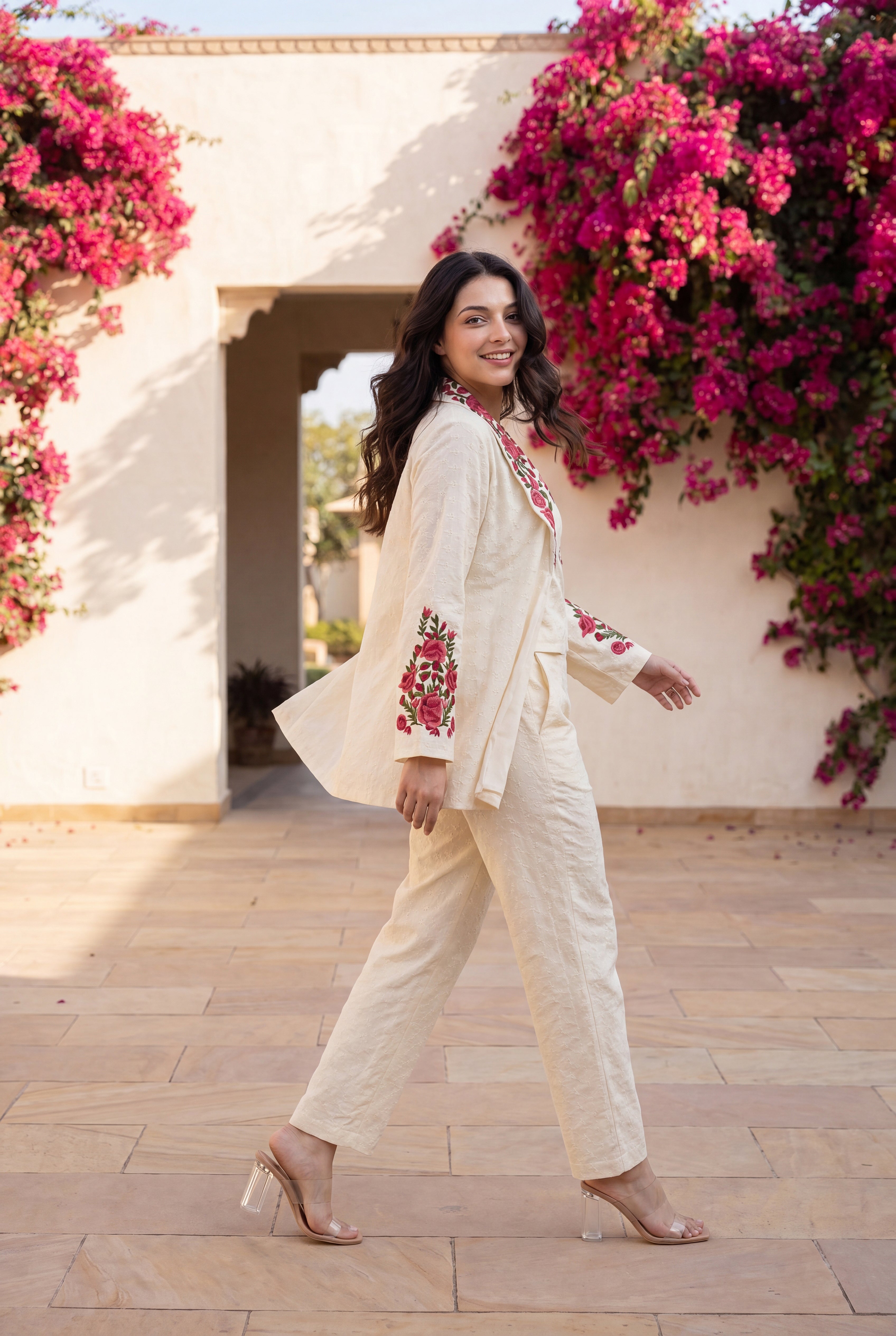 Ivory Rose Embroidered Set