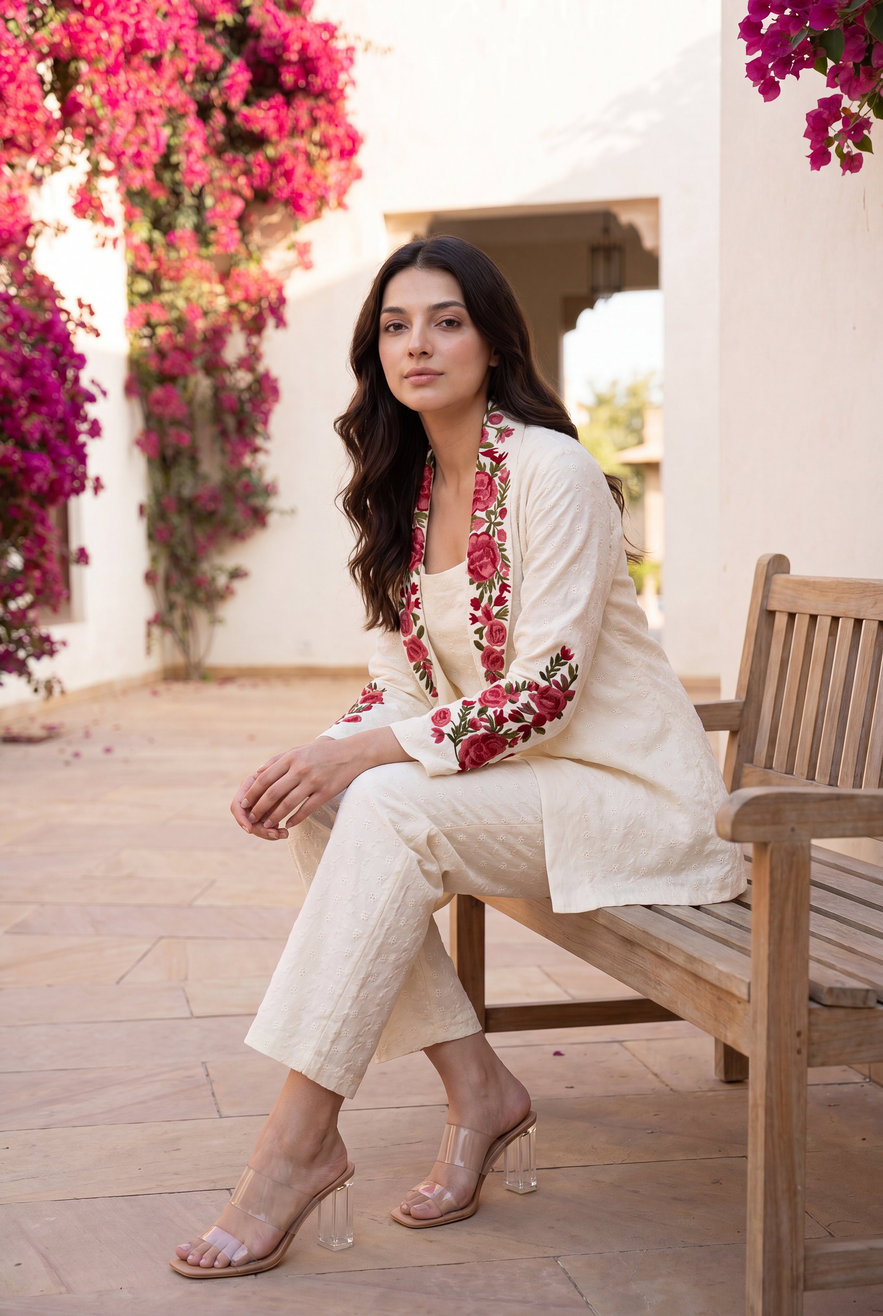 Ivory Rose Embroidered Set