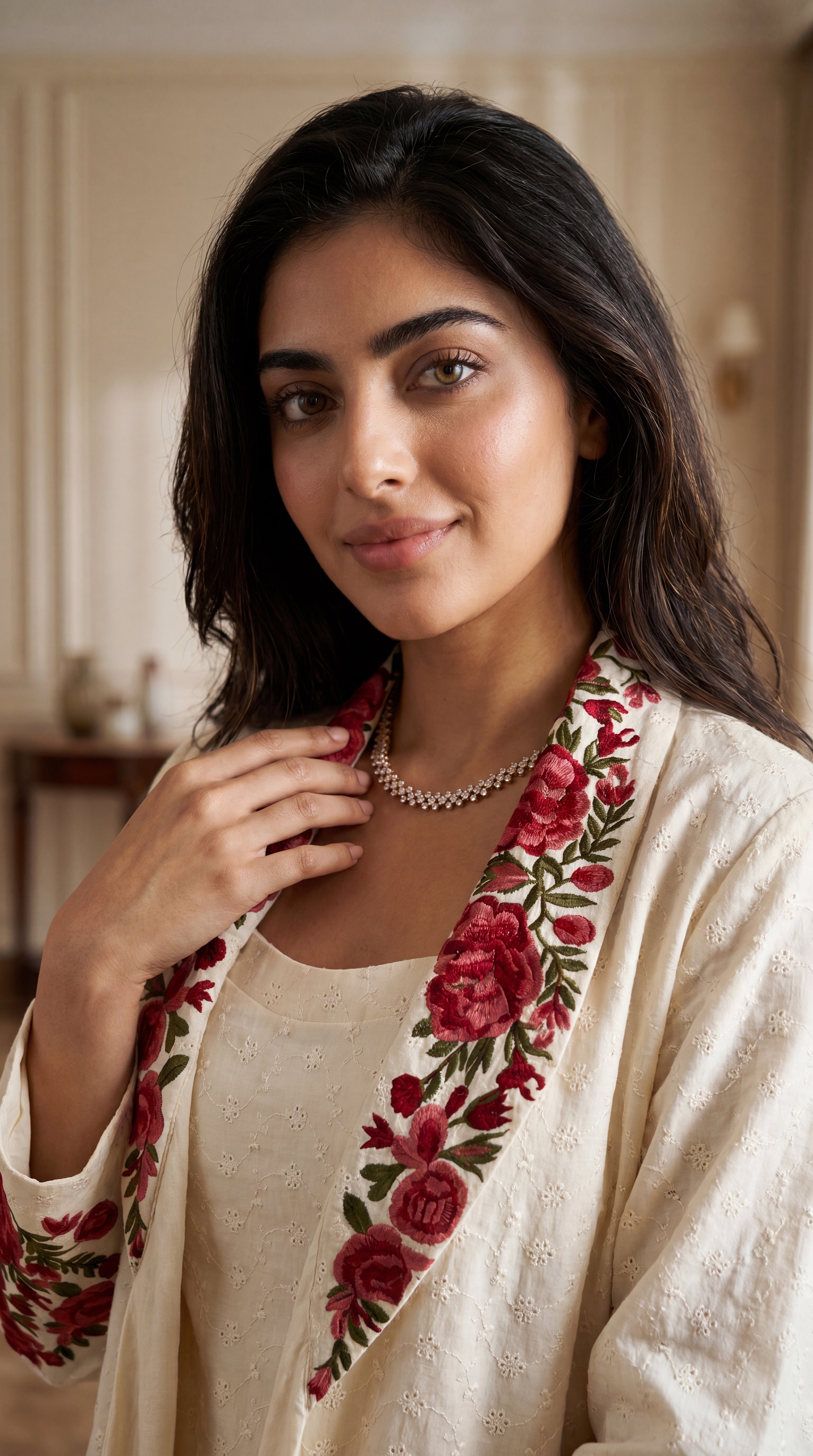 Ivory Rose Embroidered Set