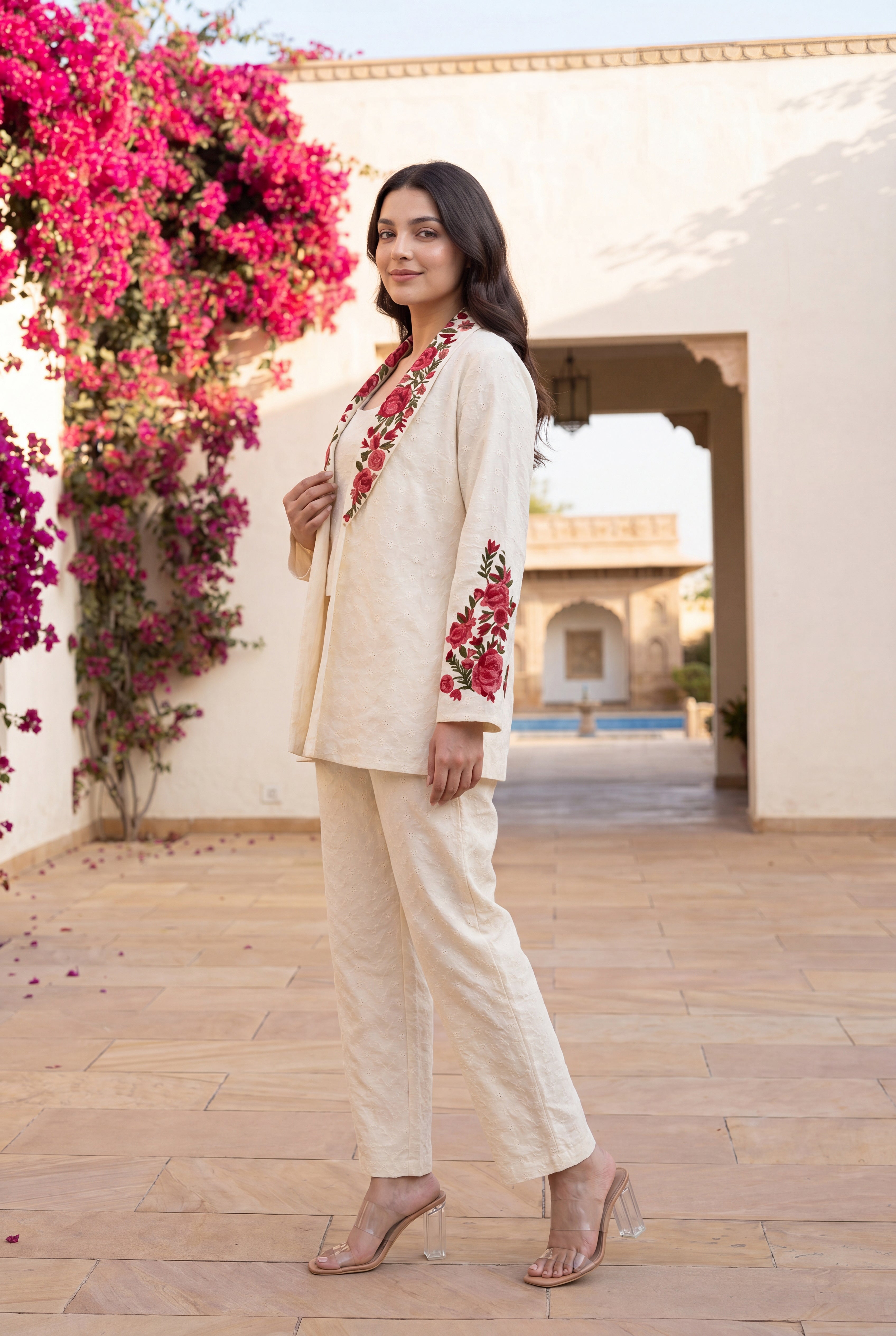 Ivory Rose Embroidered Set