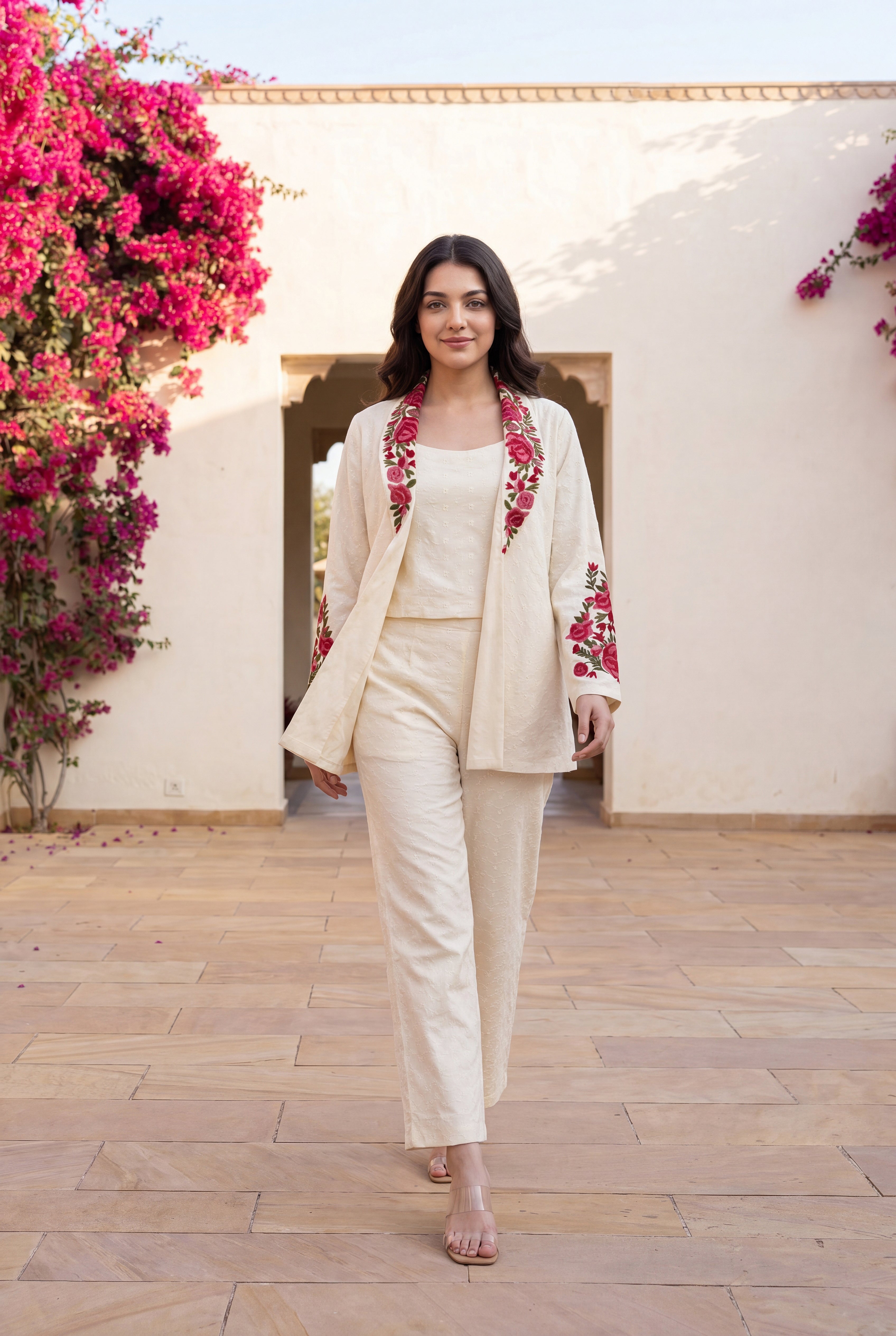 Ivory Rose Embroidered Set