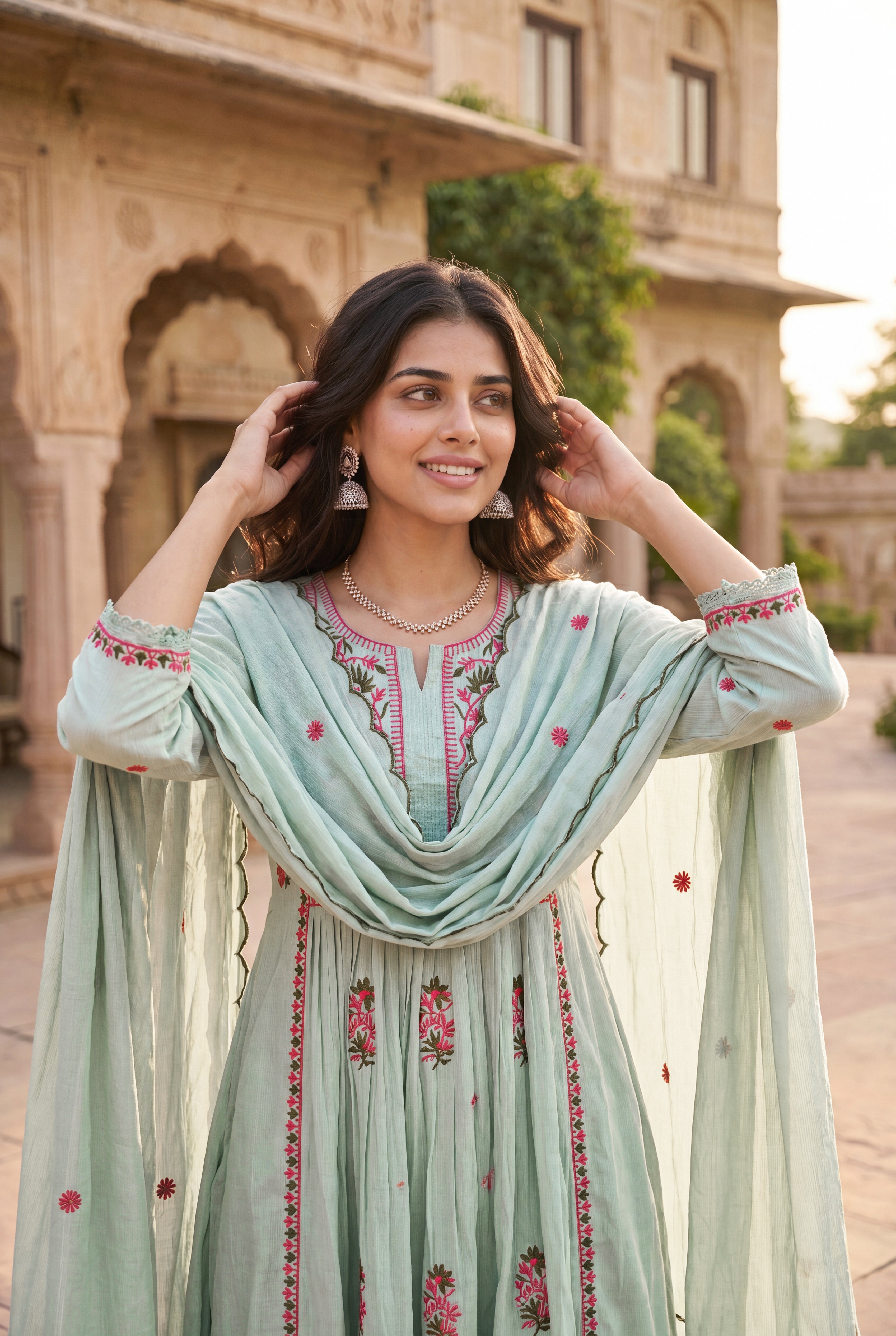 Mint Embroidered Suit Set