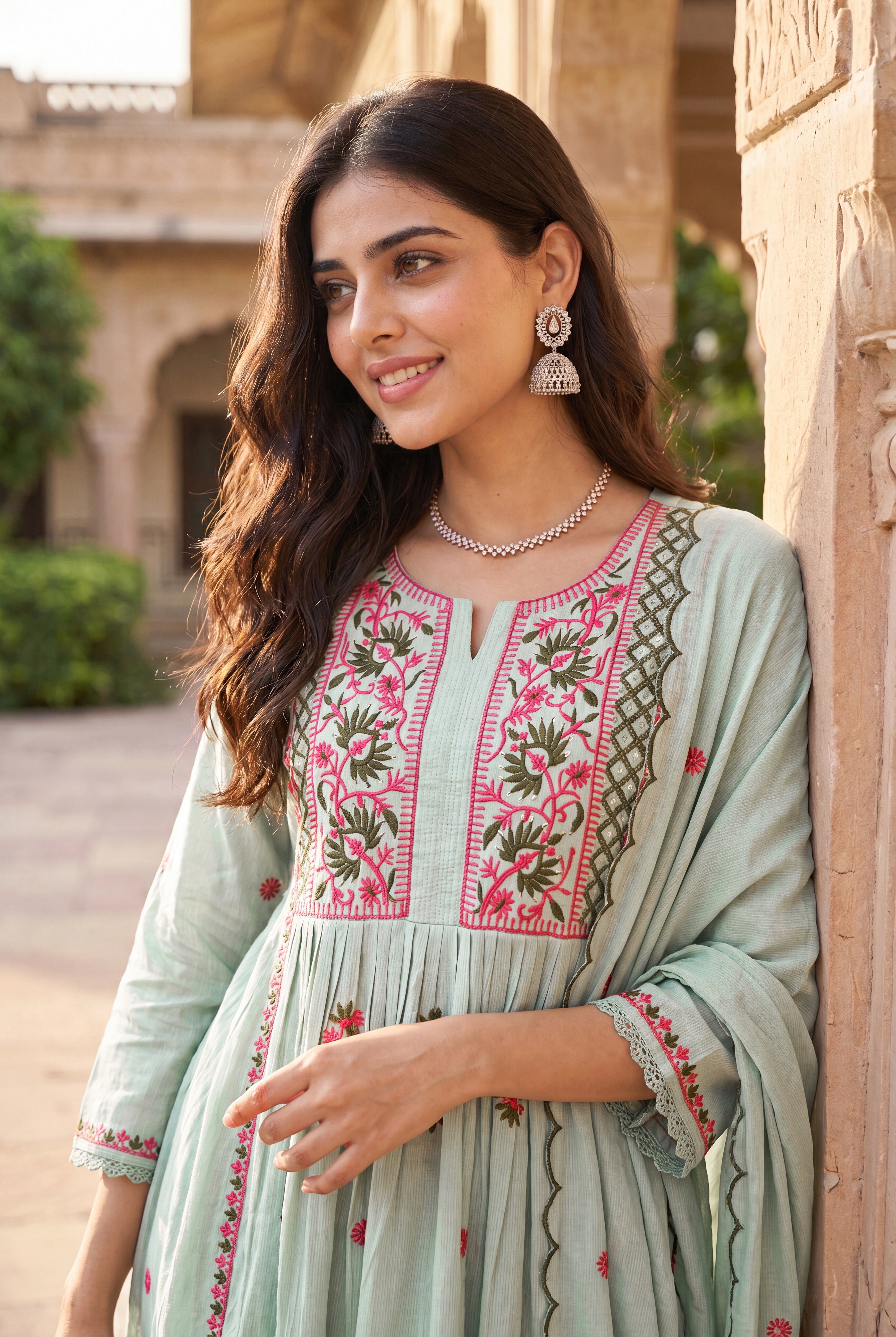 Mint Embroidered Suit Set