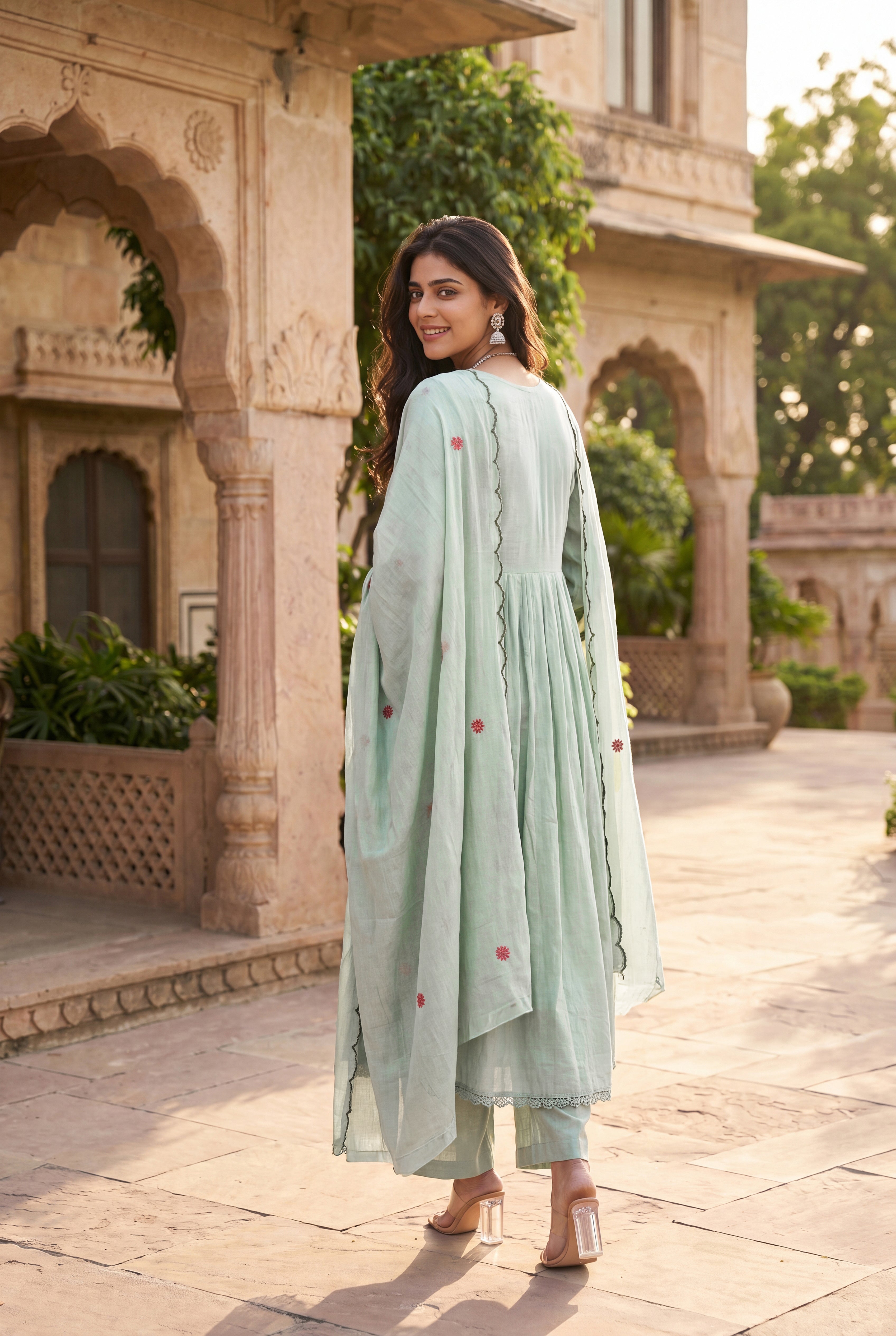 Mint Embroidered Suit Set