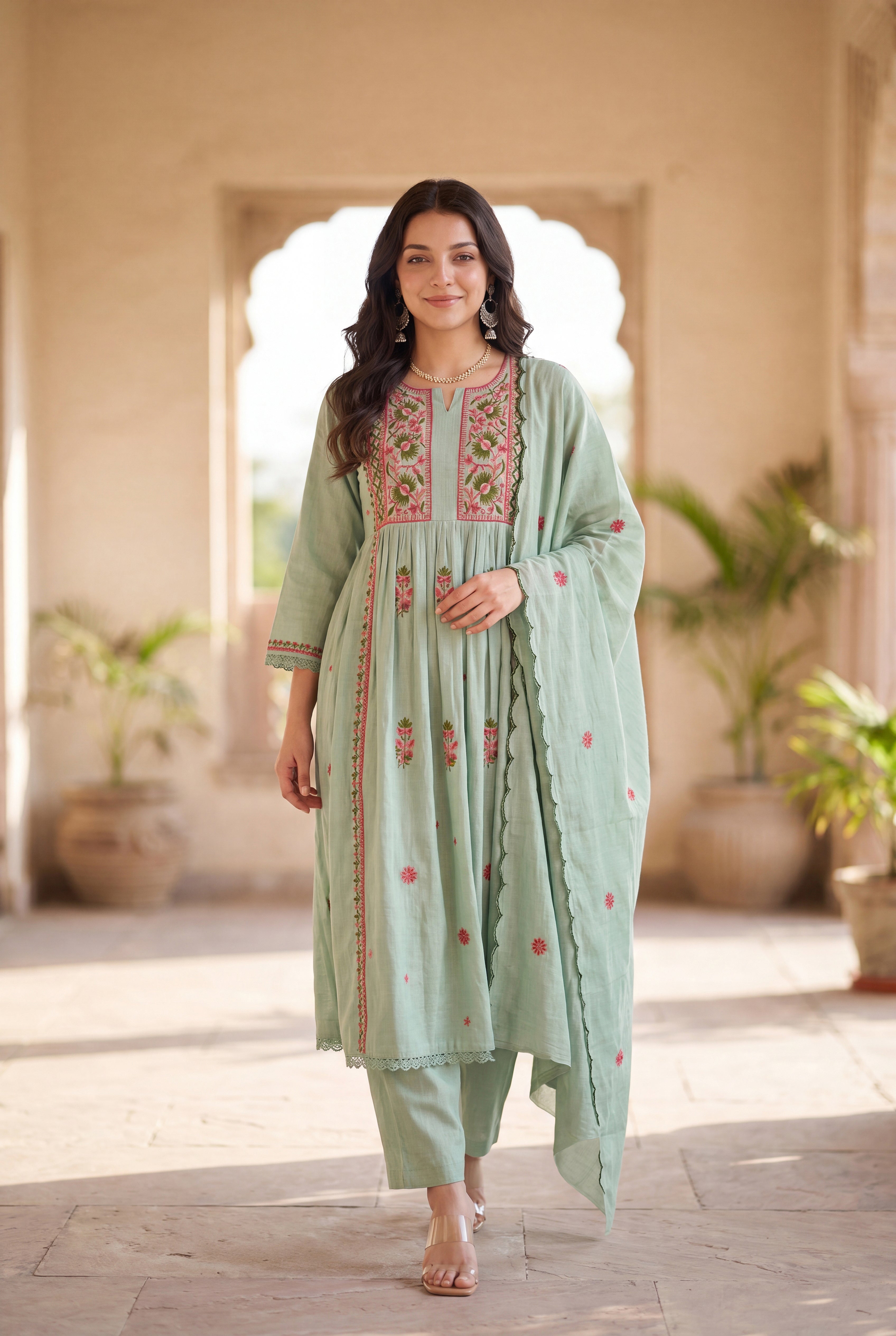 Mint Embroidered Suit Set