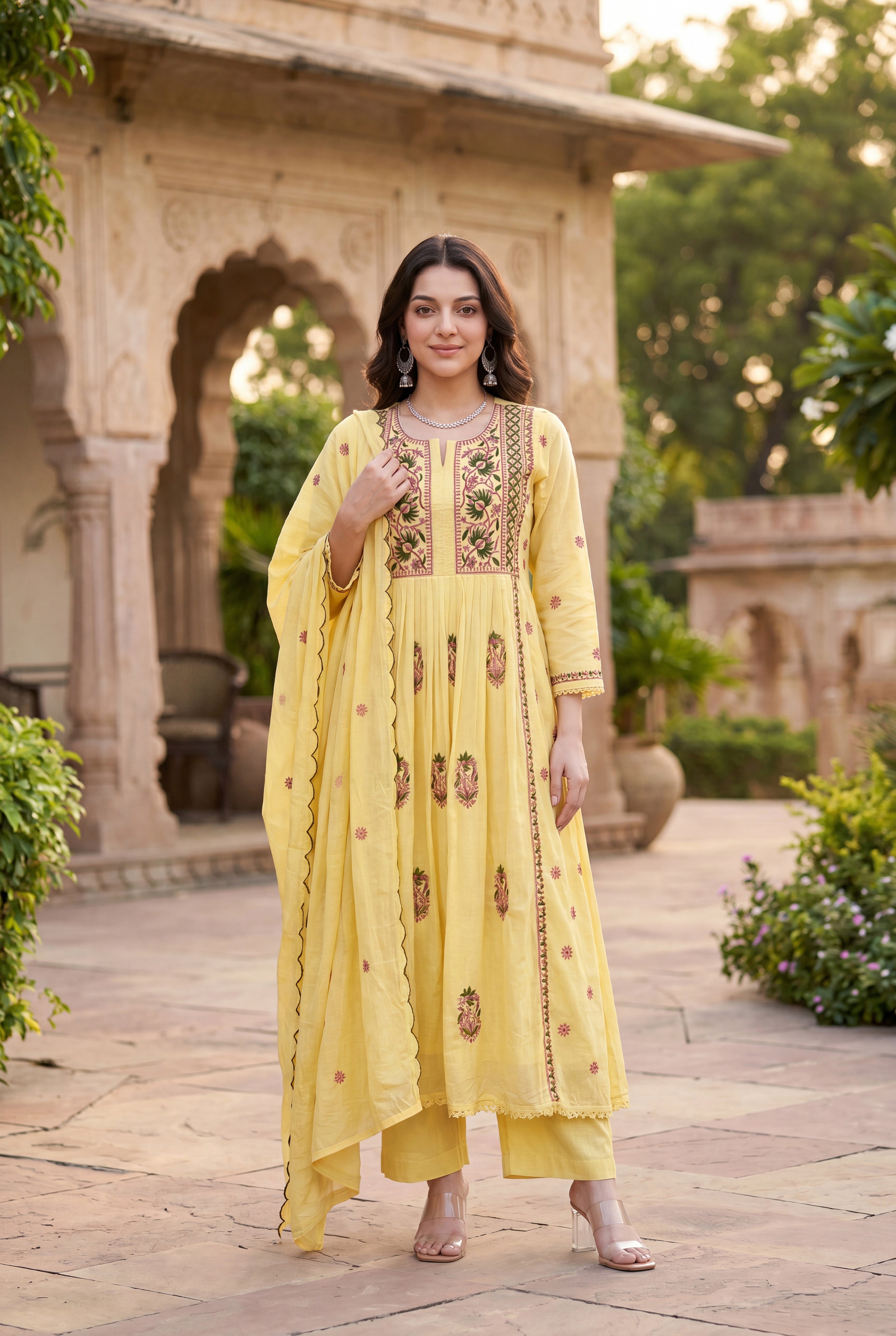 Lemon Petal Suit Set - View 7 - Ethnic Wear by Aykaa