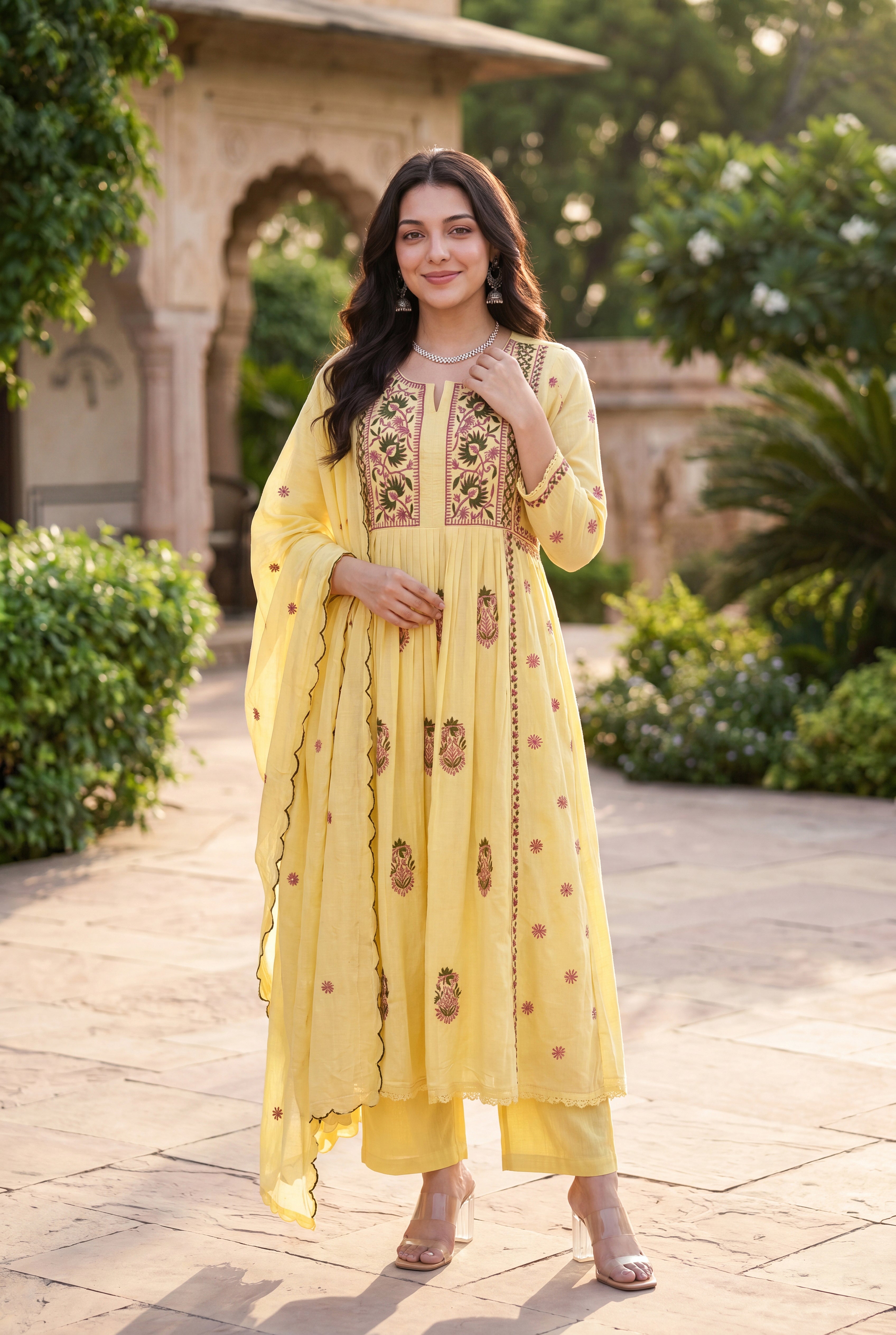 Lemon Petal Suit Set - View 10 - Ethnic Wear by Aykaa