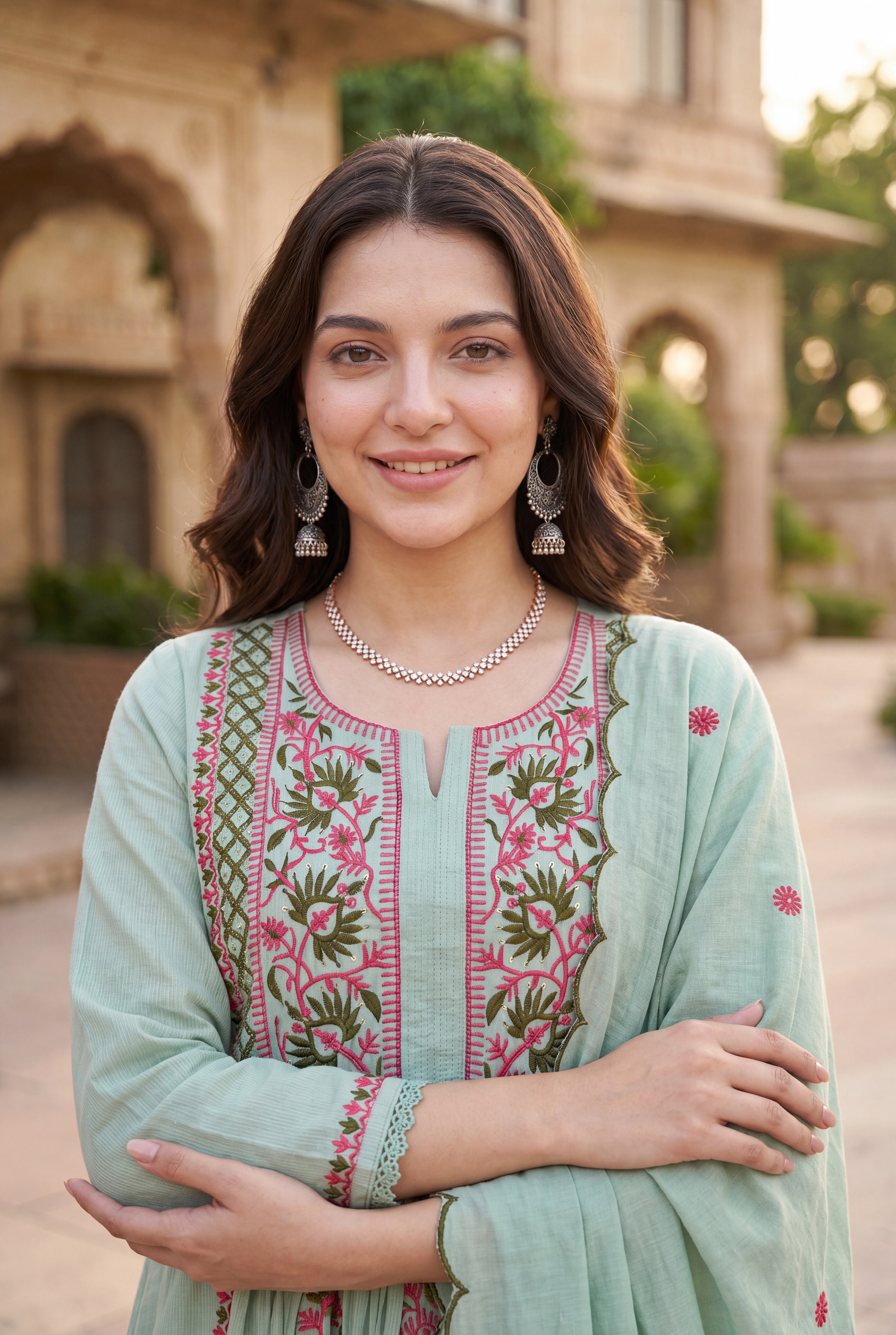 Mint Embroidered Suit Set