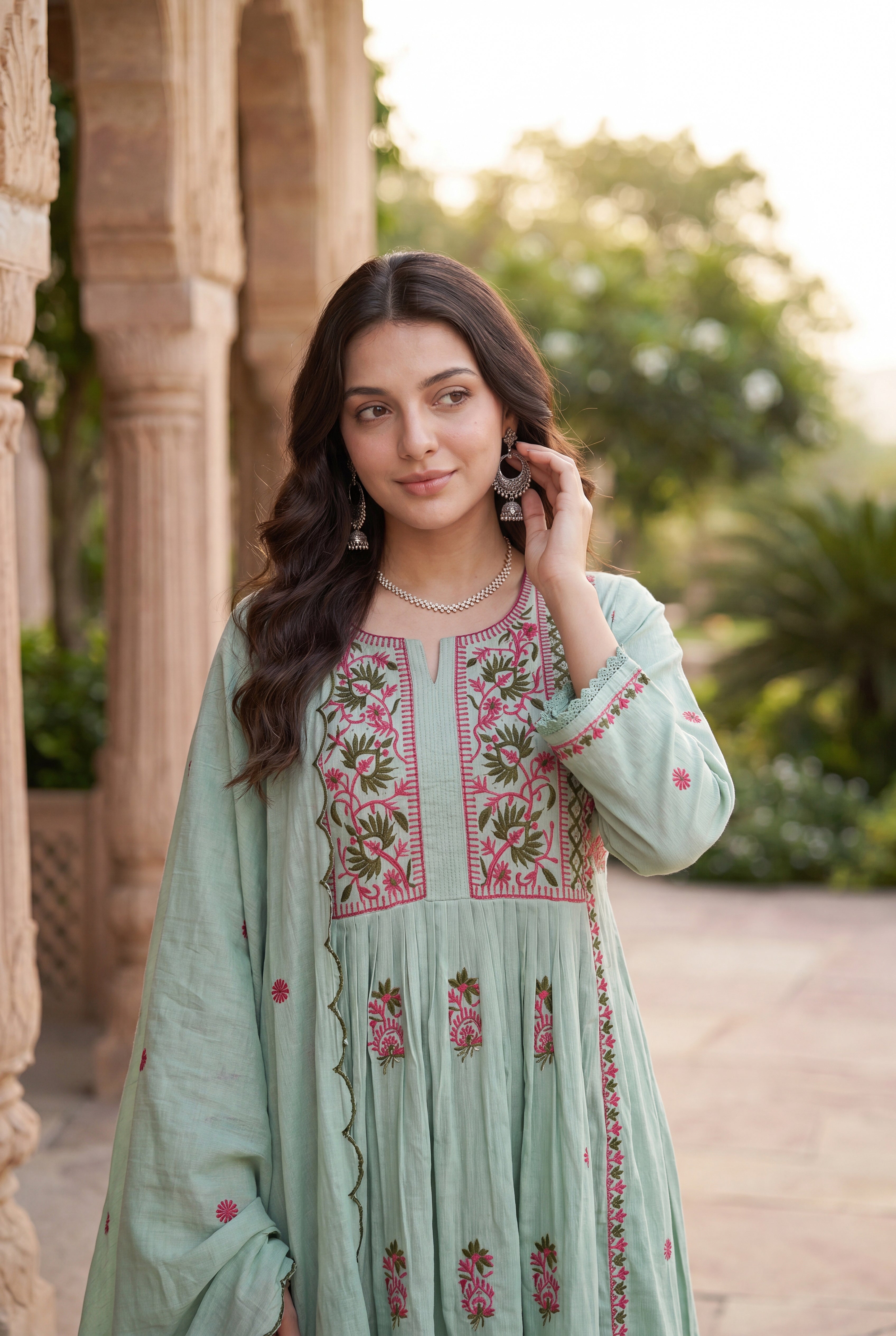 Mint Embroidered Suit Set