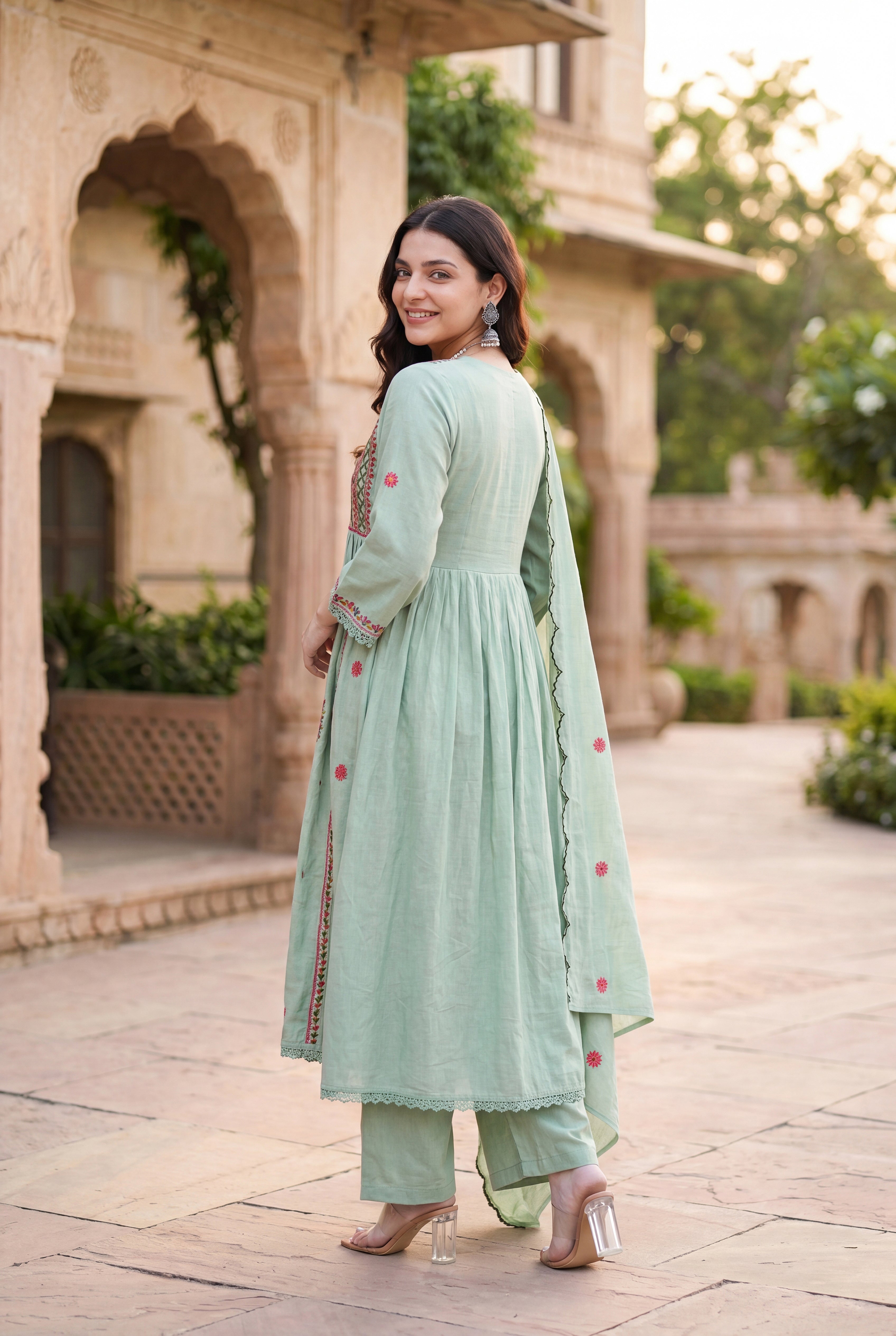 Mint Embroidered Suit Set