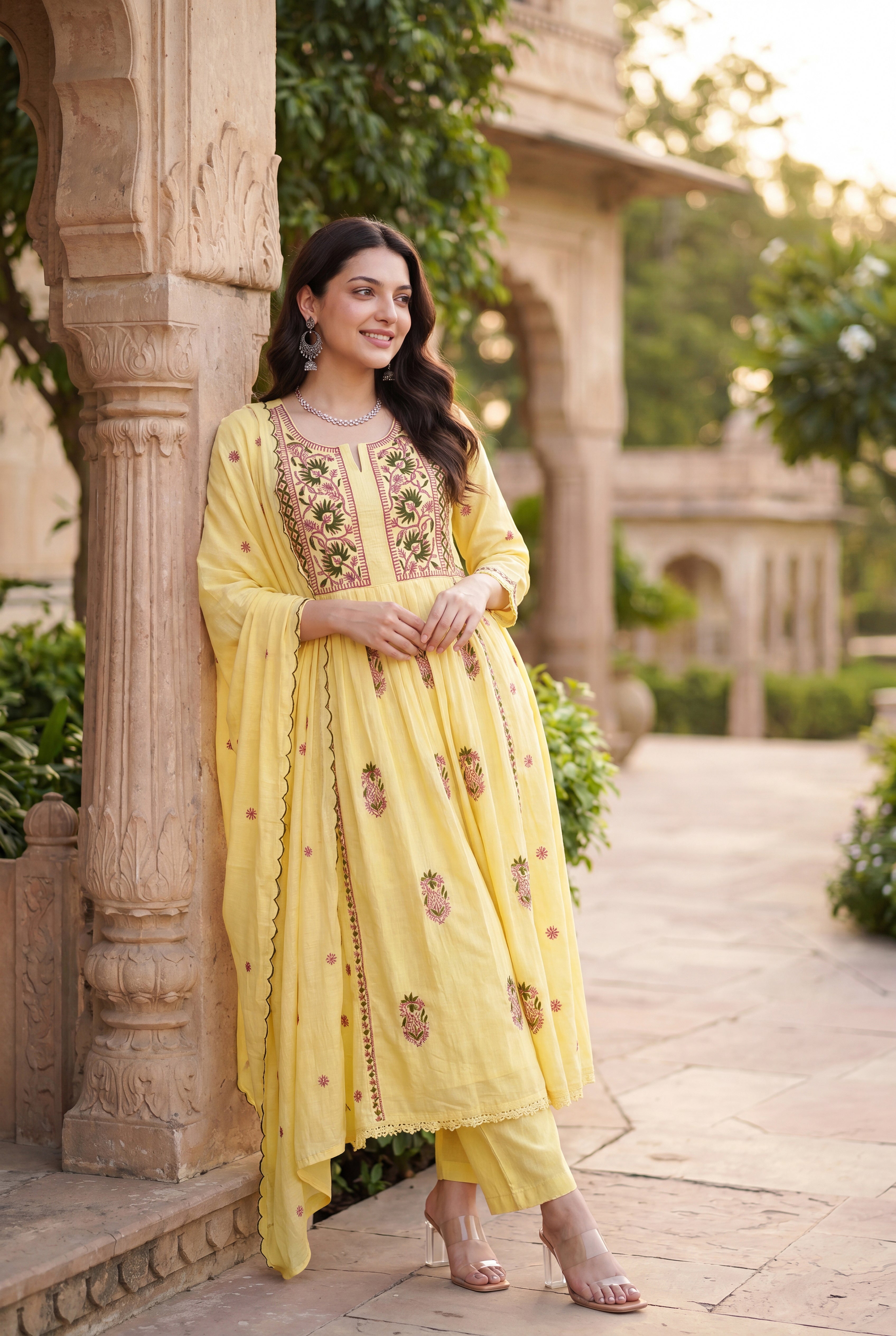 Lemon Petal Suit Set - View 9 - Ethnic Wear by Aykaa