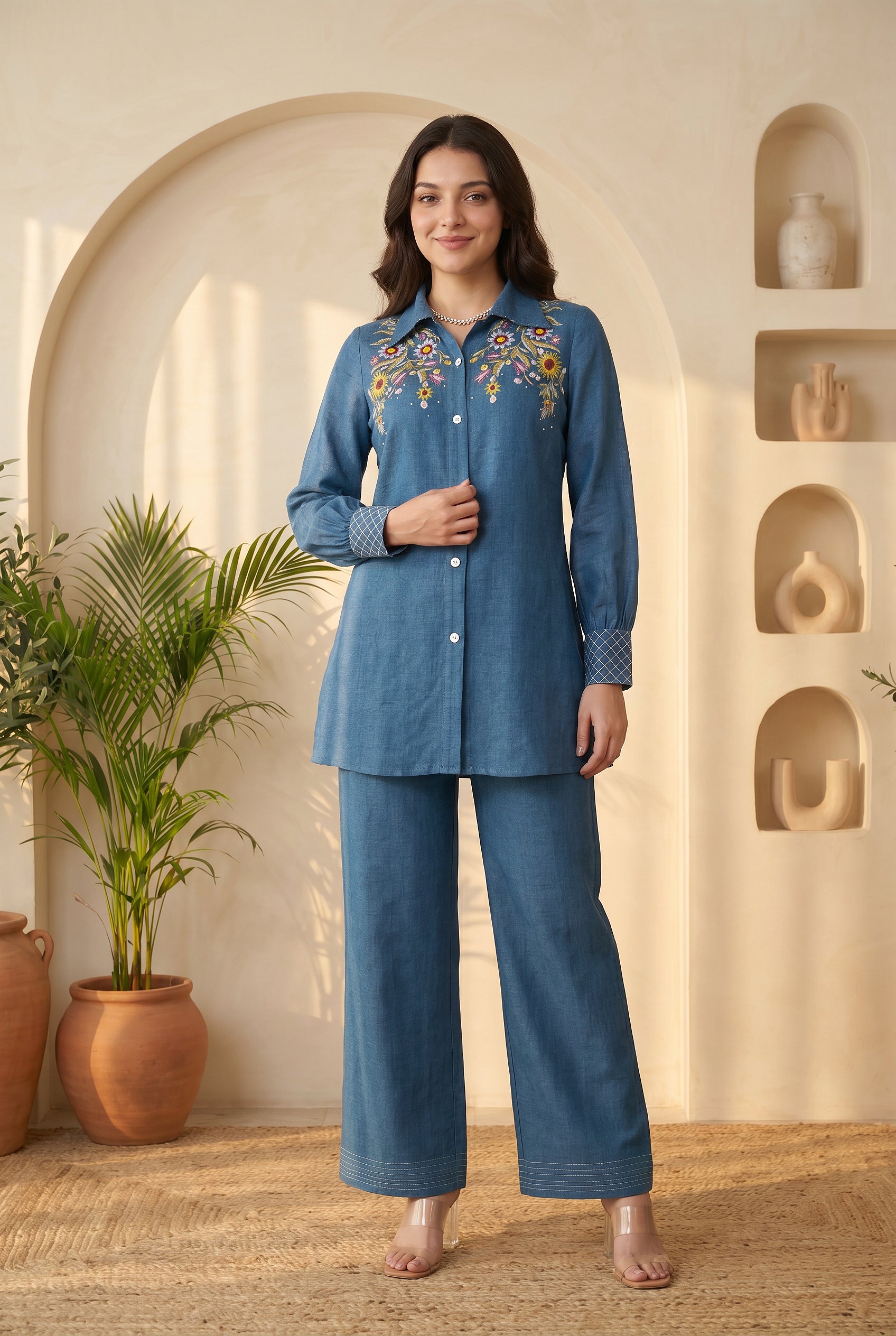 Denim Bloom Co-Ord Set