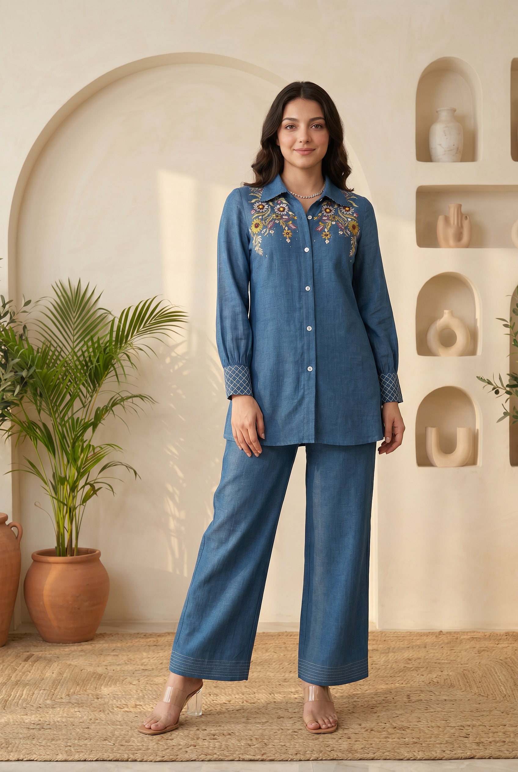 Denim Bloom Co-Ord Set