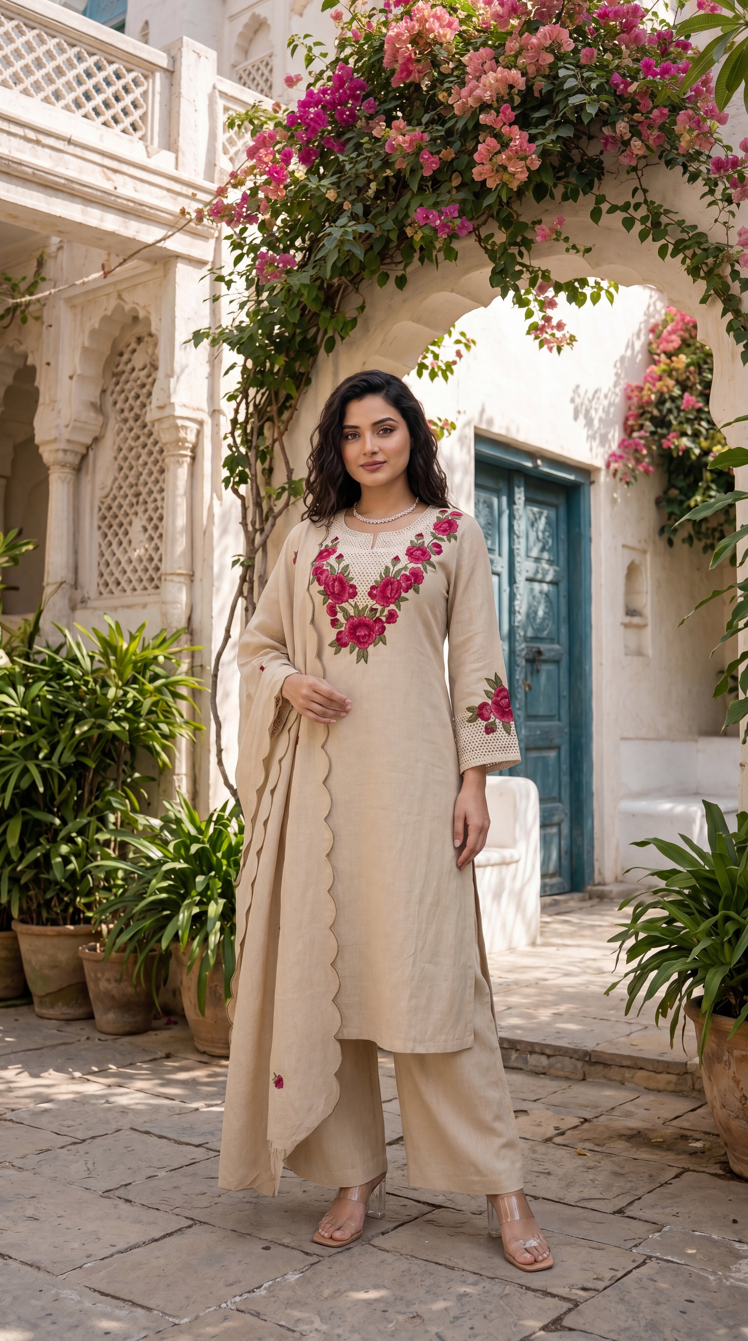Ivory Petal Elegance Suit Set
