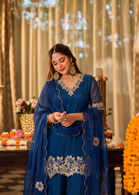 Royal Teal Blue Embroidered Set