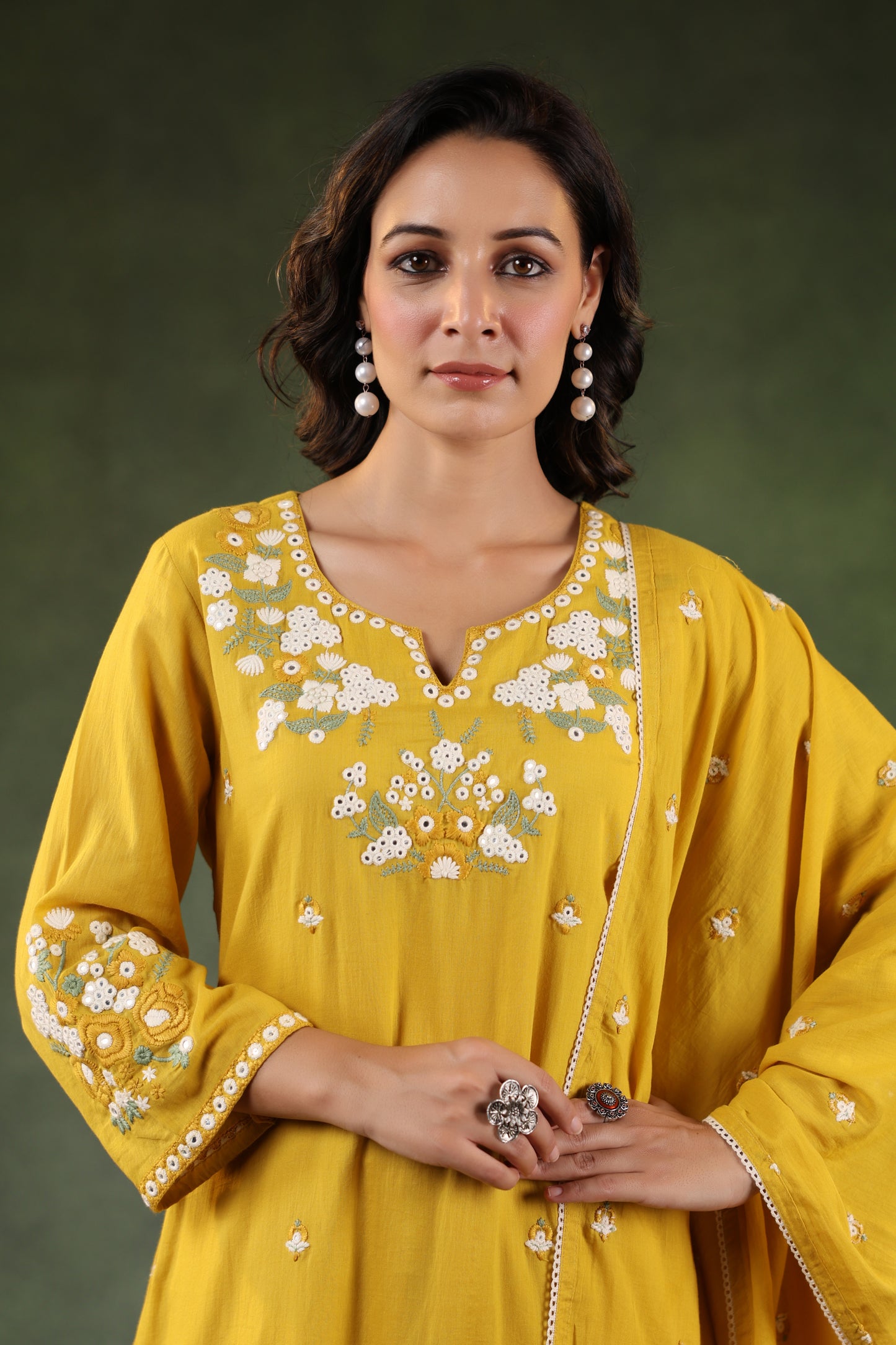 Canary Yellow Cotton kurta set