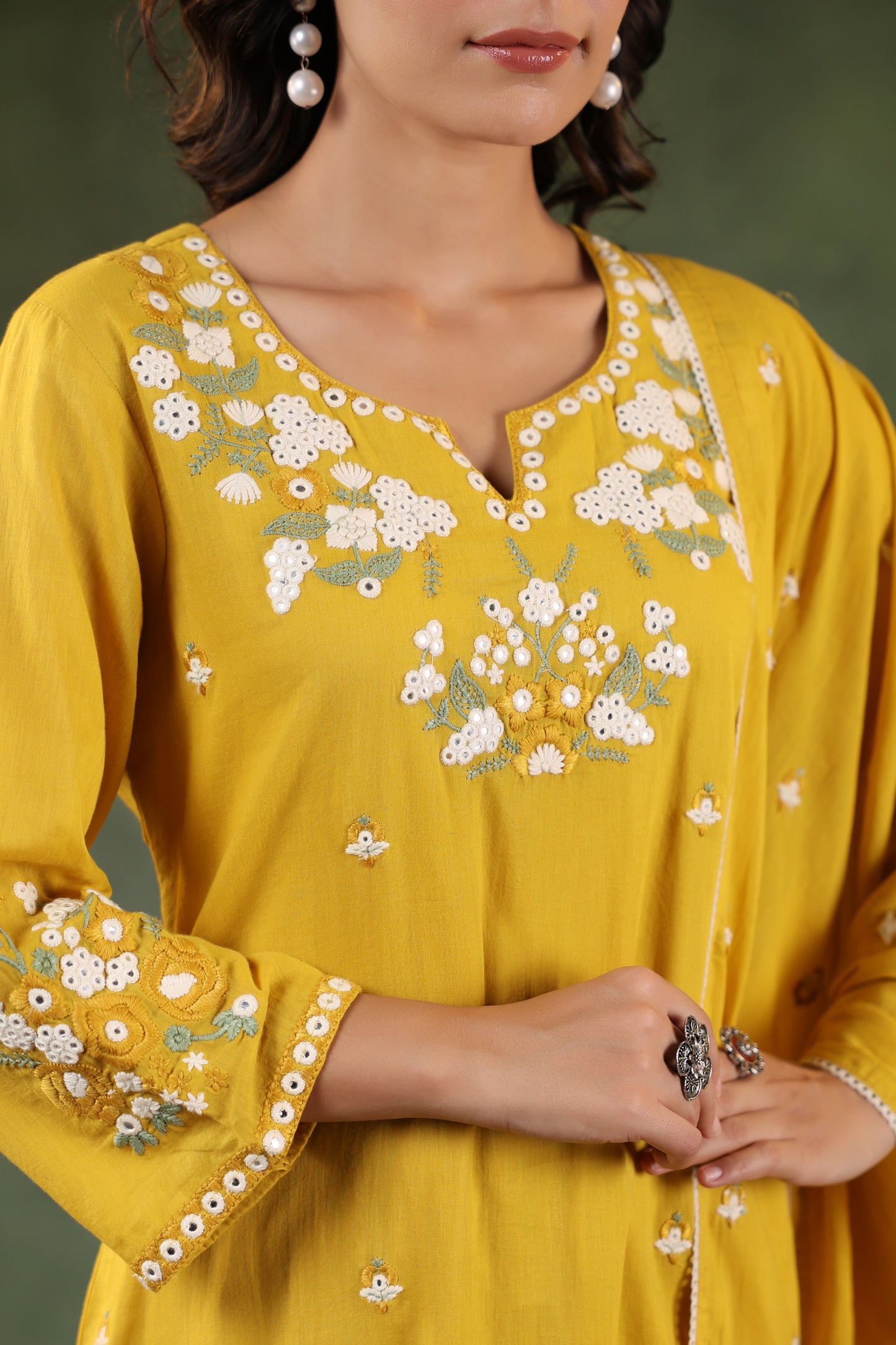 Canary Yellow Cotton kurta set