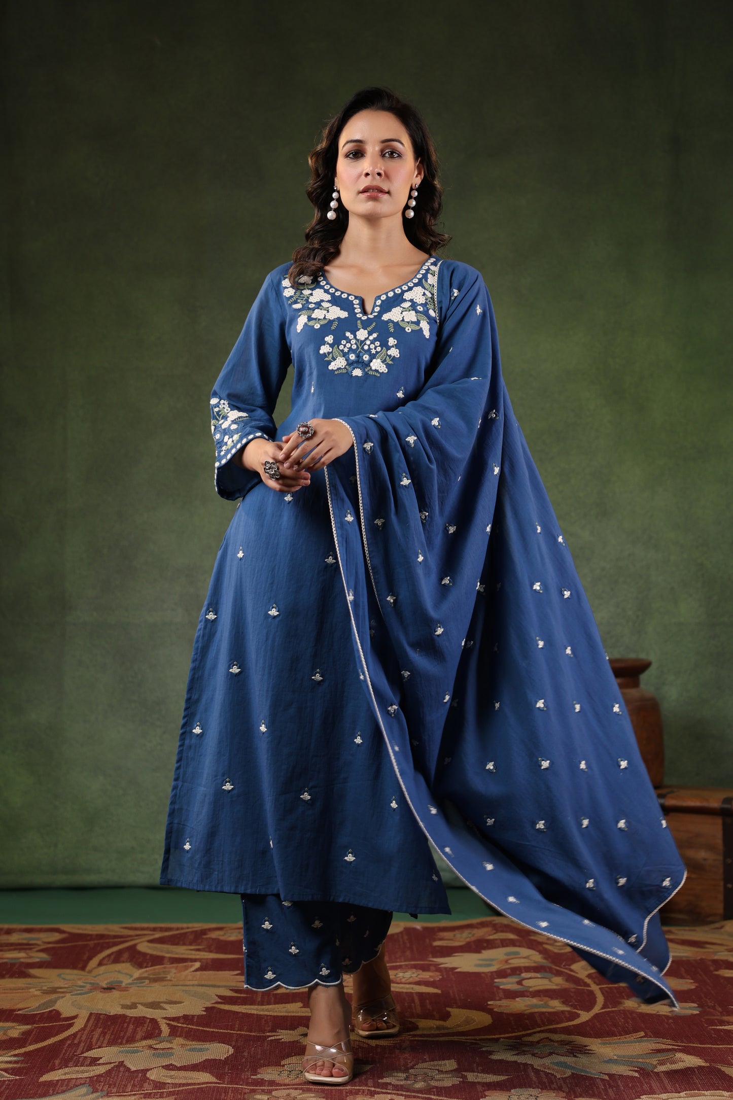 Azure Blue Cotton kurta set