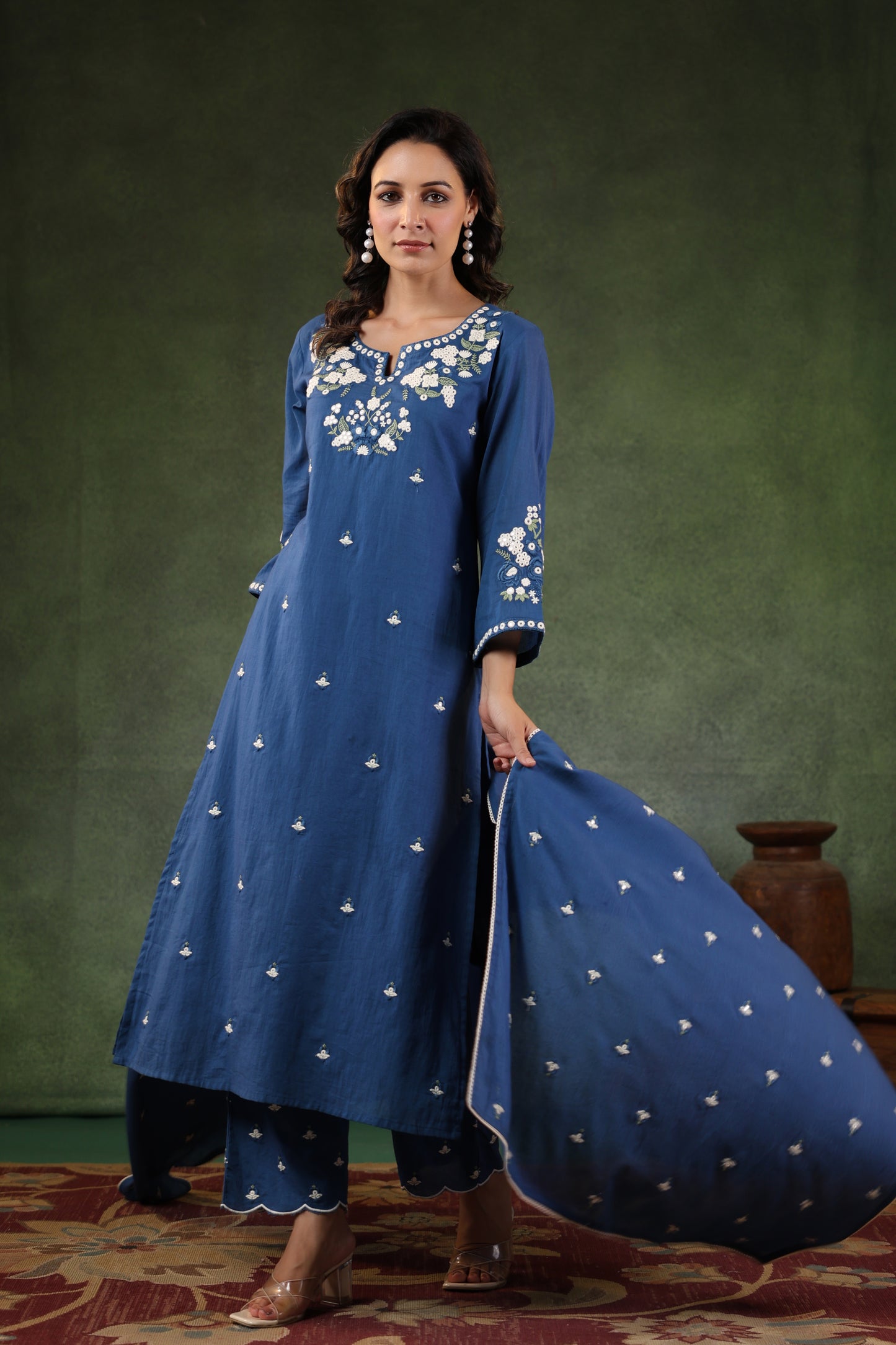 Azure Blue Cotton kurta set