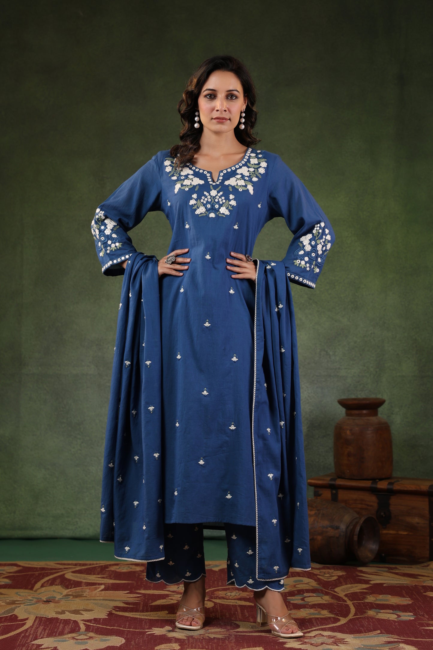 Azure Blue Cotton kurta set