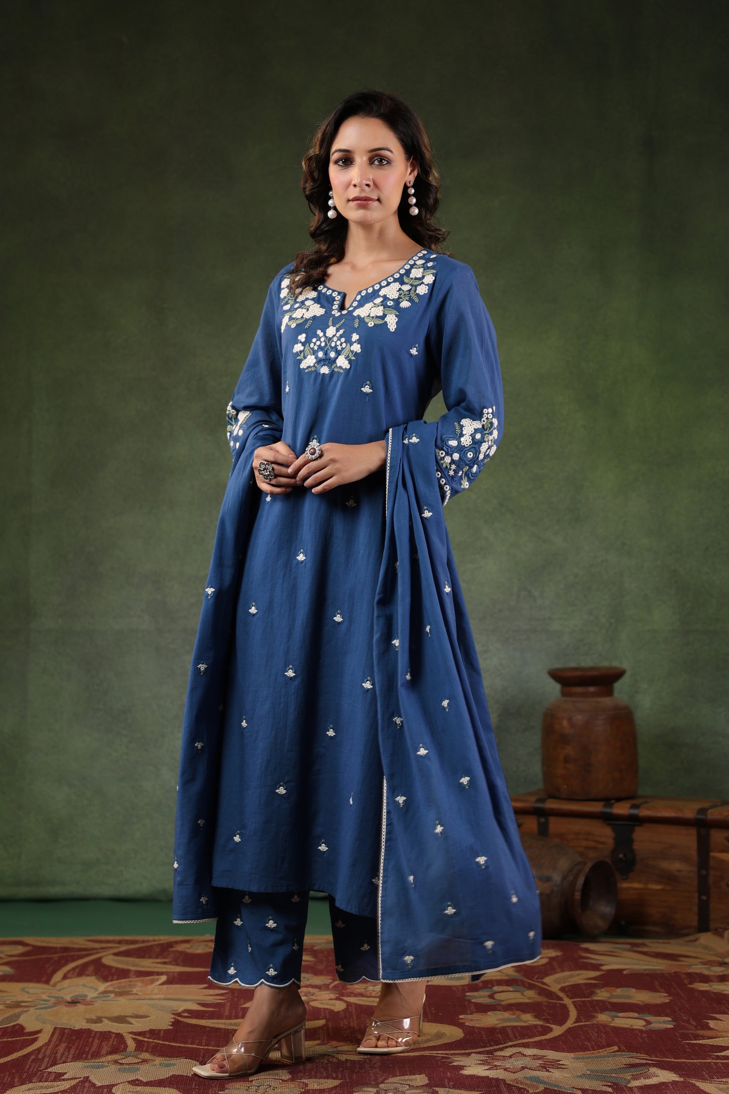 Azure Blue Cotton kurta set