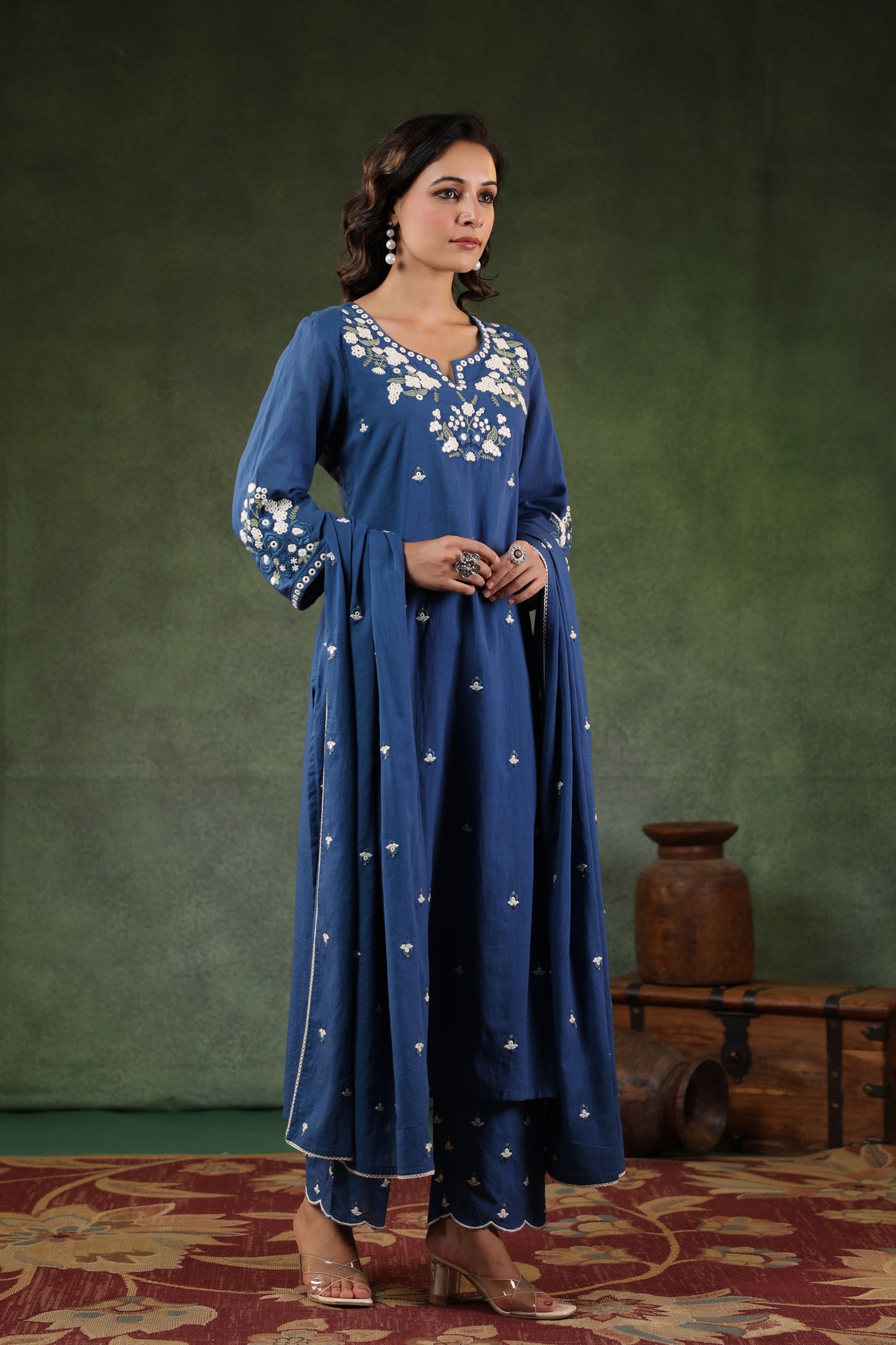 Azure Blue Cotton kurta set