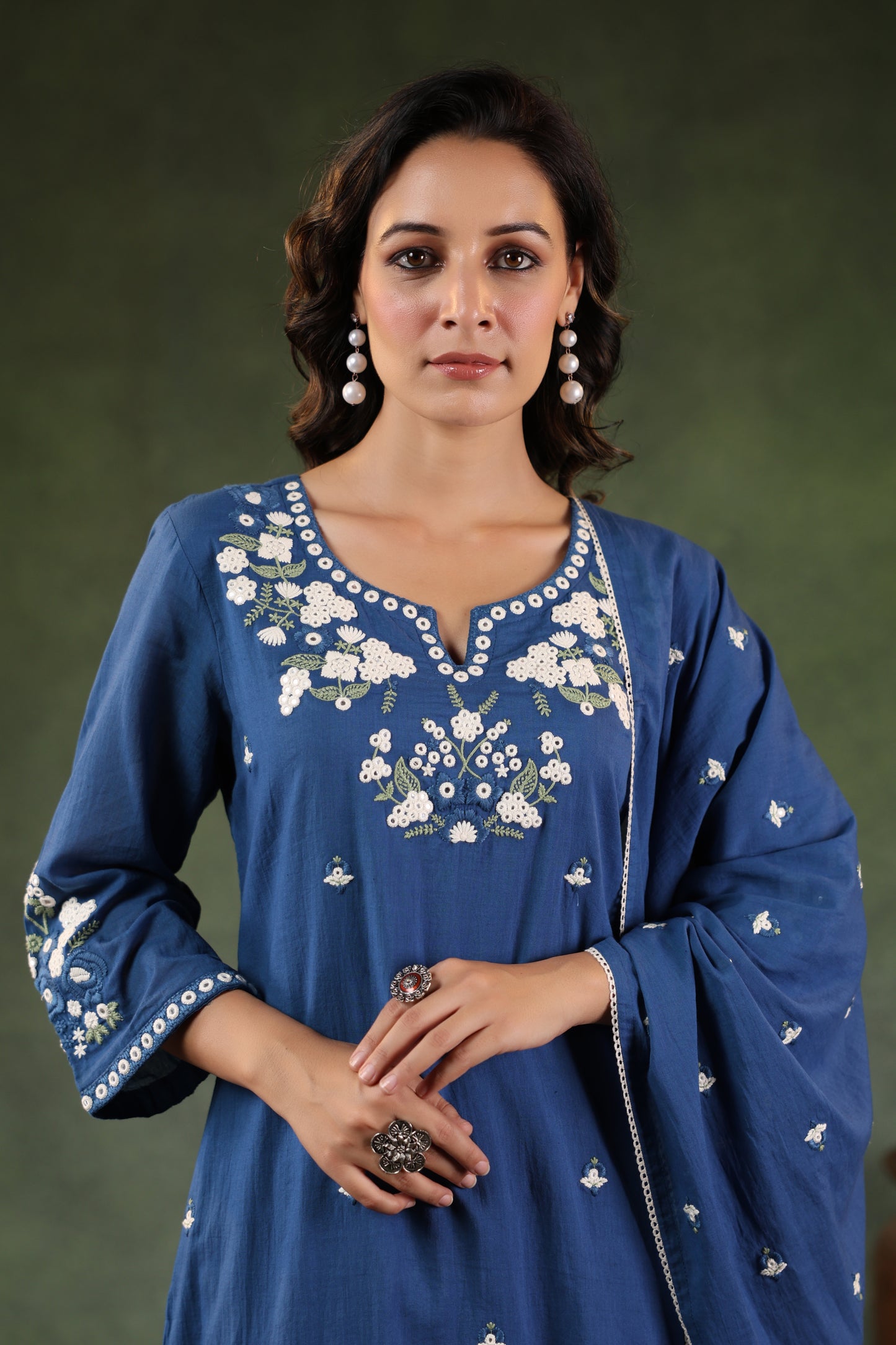 Azure Blue Cotton kurta set