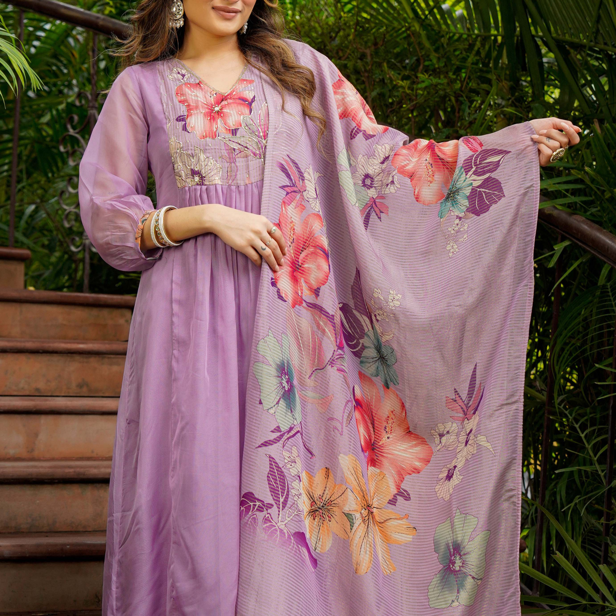 Lilac Mist Organza Suit Set