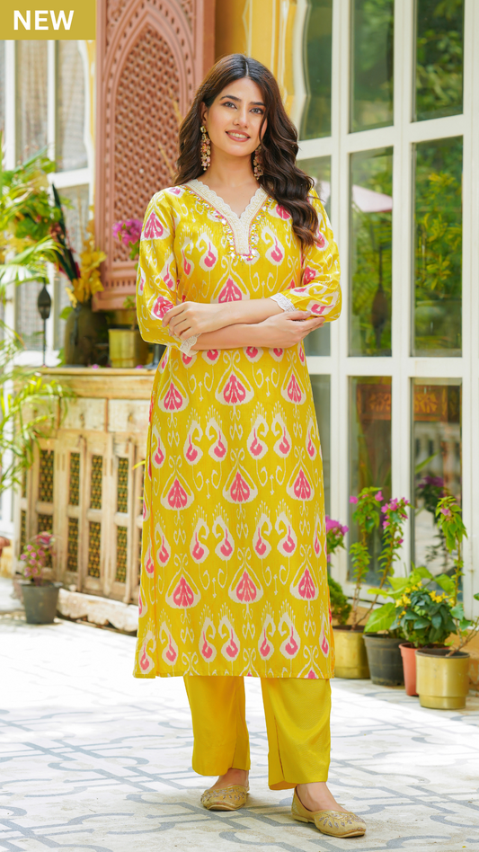 Mustard Muslin Suit Set