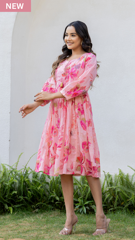 Floral Blush Cotton Dress