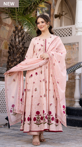 Blush Breeze Cotton Anarkali Suit Set