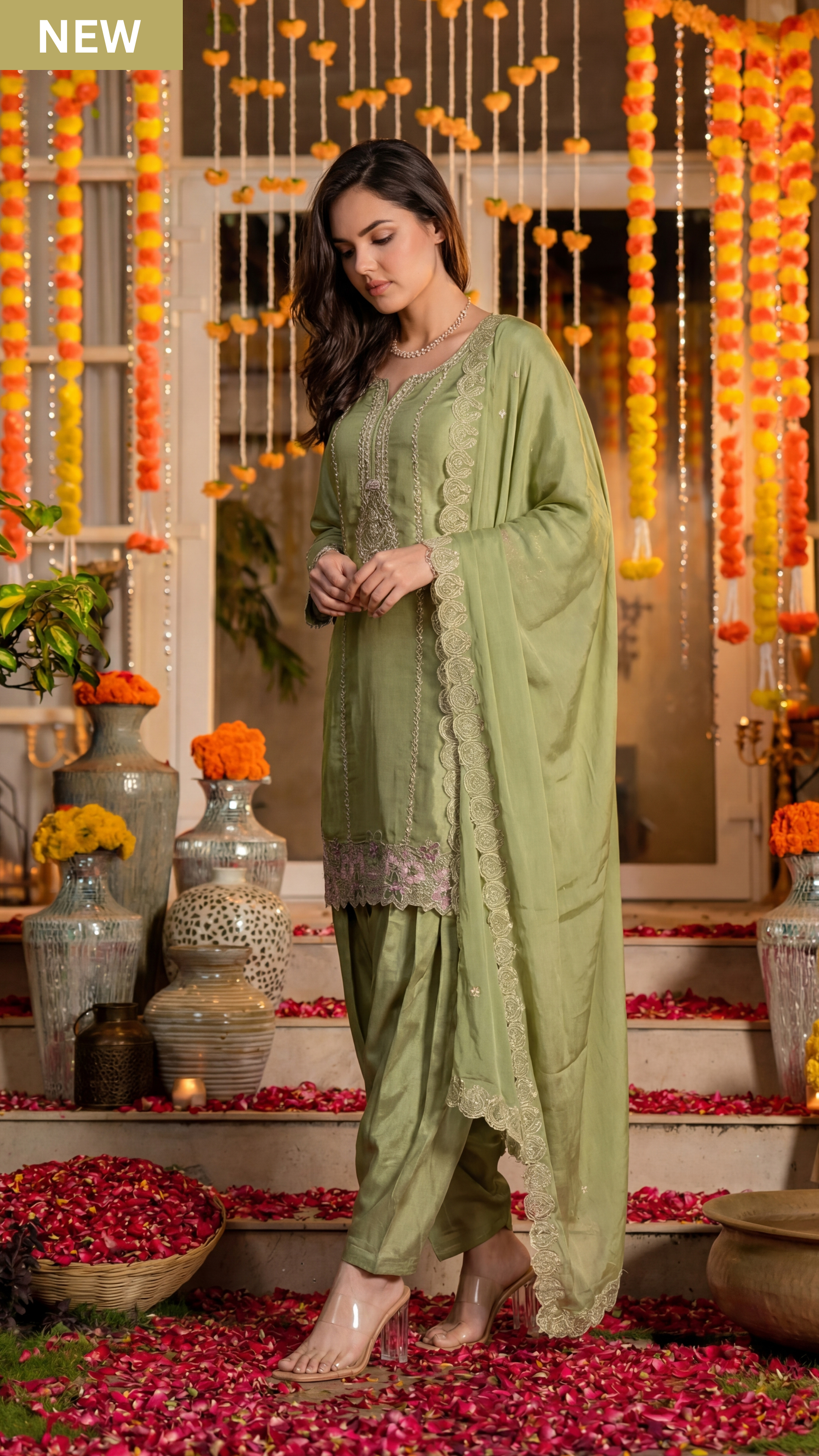 Sage Petal Royale Swiss Tissue Suit Set