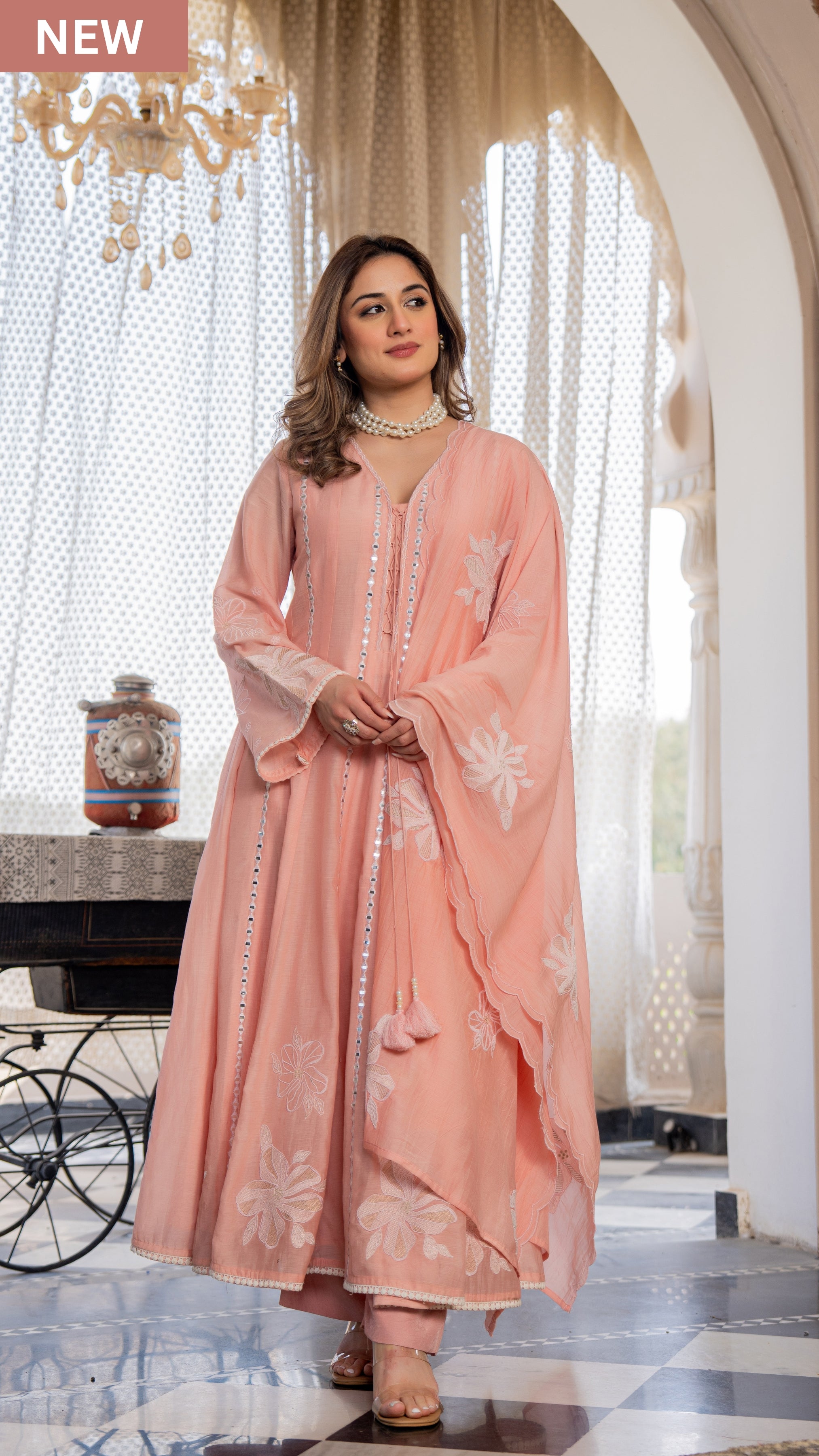 Blush Petal Chanderi Suit Set