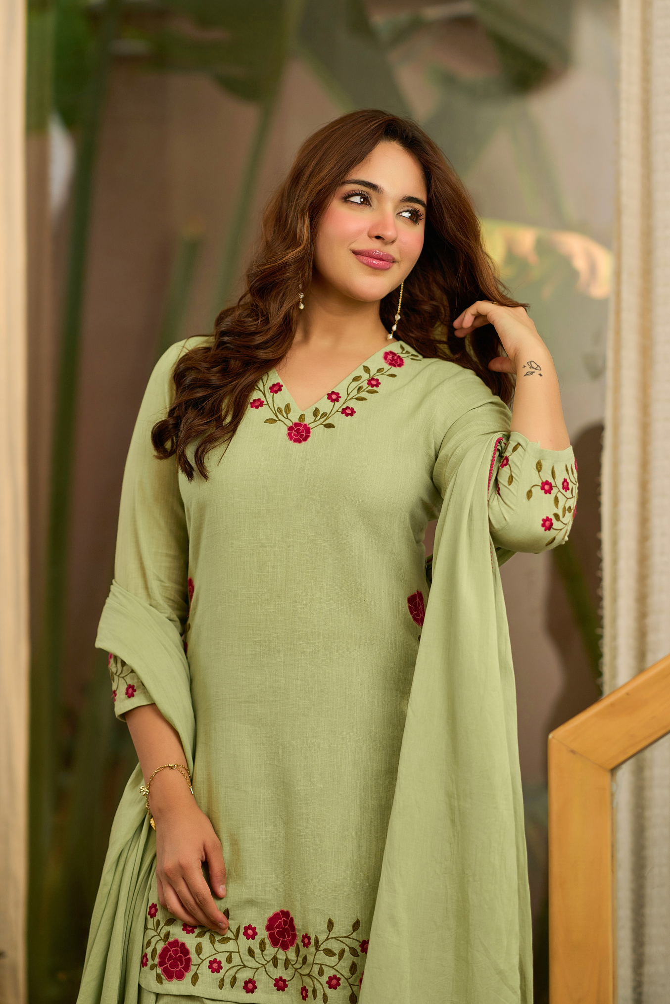 Sage Embroidered Suit Set